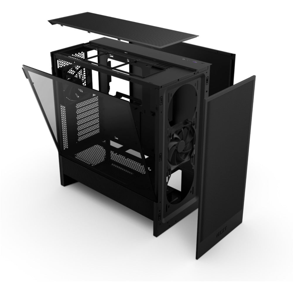 NZXT h5 flow v2 midi tower behuizing (zwart | 1x usb-a | 1x usb-c | tempered glass)