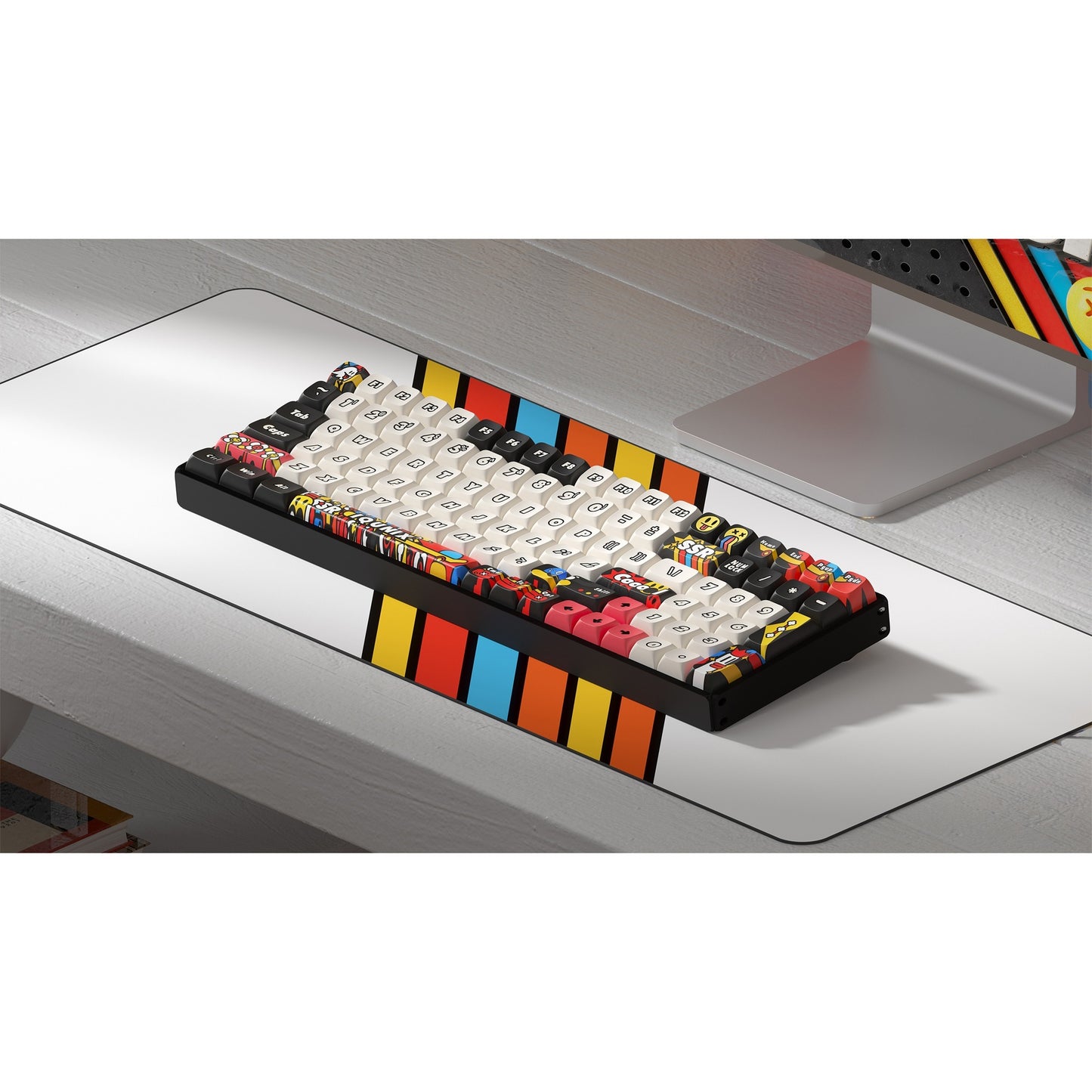 Iqunix F97 Graffiti Diary Wireless Mechanical Keyboard (Zwart, US lay-out (QWERTY), Cherry MX Brown, 96%, RGB leds, Hot-swappable, PBT, 2.4GHz | Bluetooth 5.1 | USB-C)