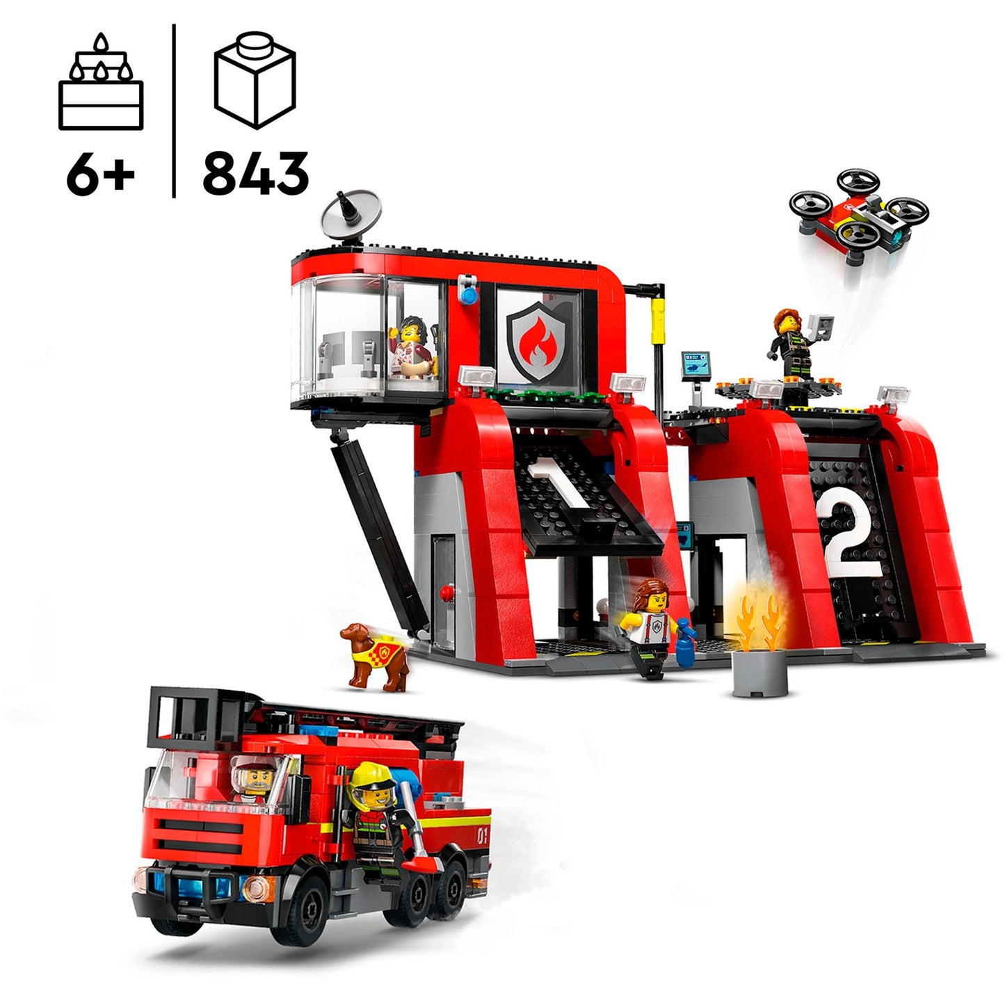 LEGO city 60414 brandweerkazerne en brandweerauto
