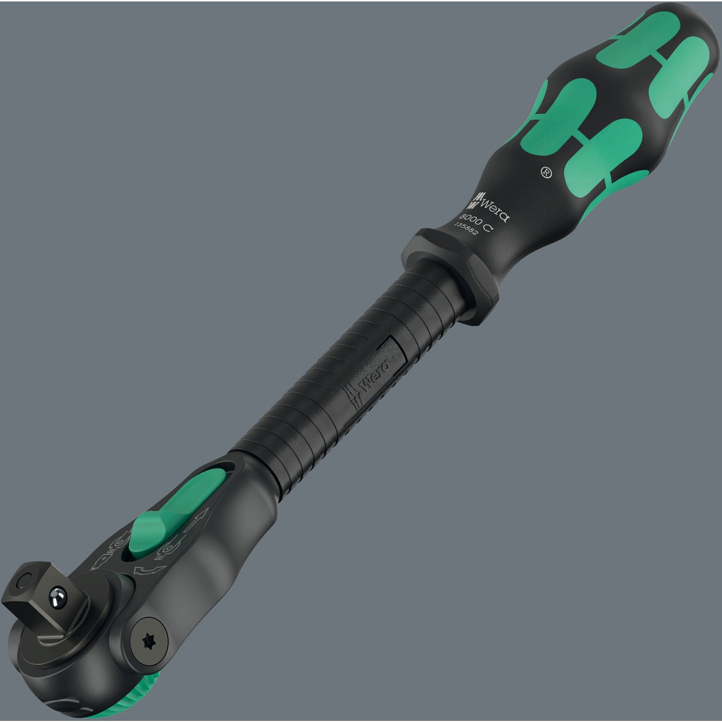 Wera 8000 c black edition zyklop speed ratel met 1 2 aandrijving (zwart groen)