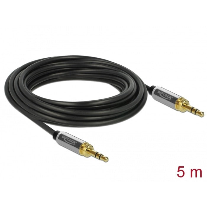 DeLOCK stereokabel 3,5 mm 3 pin-stekker > 3,5 mm 3 pin-stekker (zwart, 5 meter)