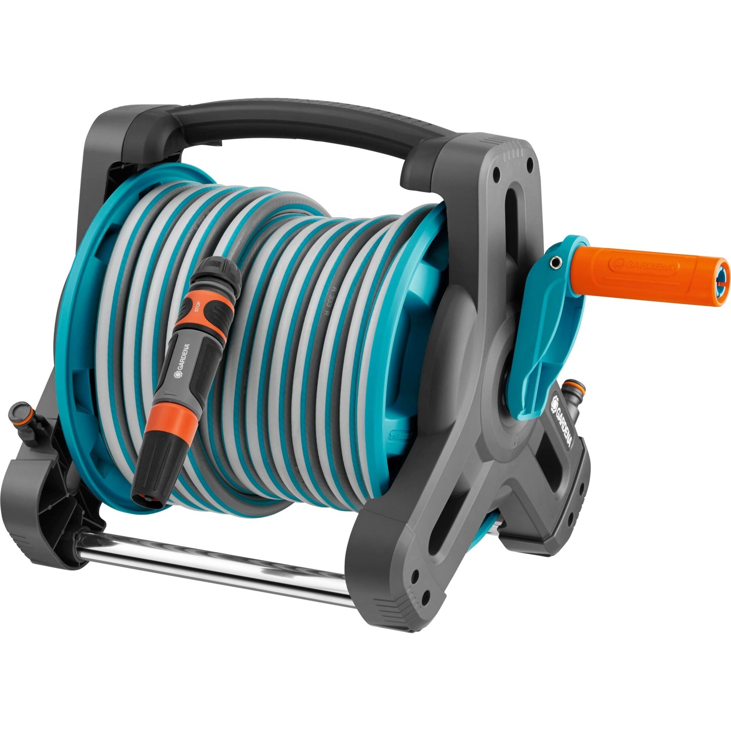 GARDENA classic slanghouder 10 compleet slanghaspel (grijs turquoise, 8010-20, 10 m)