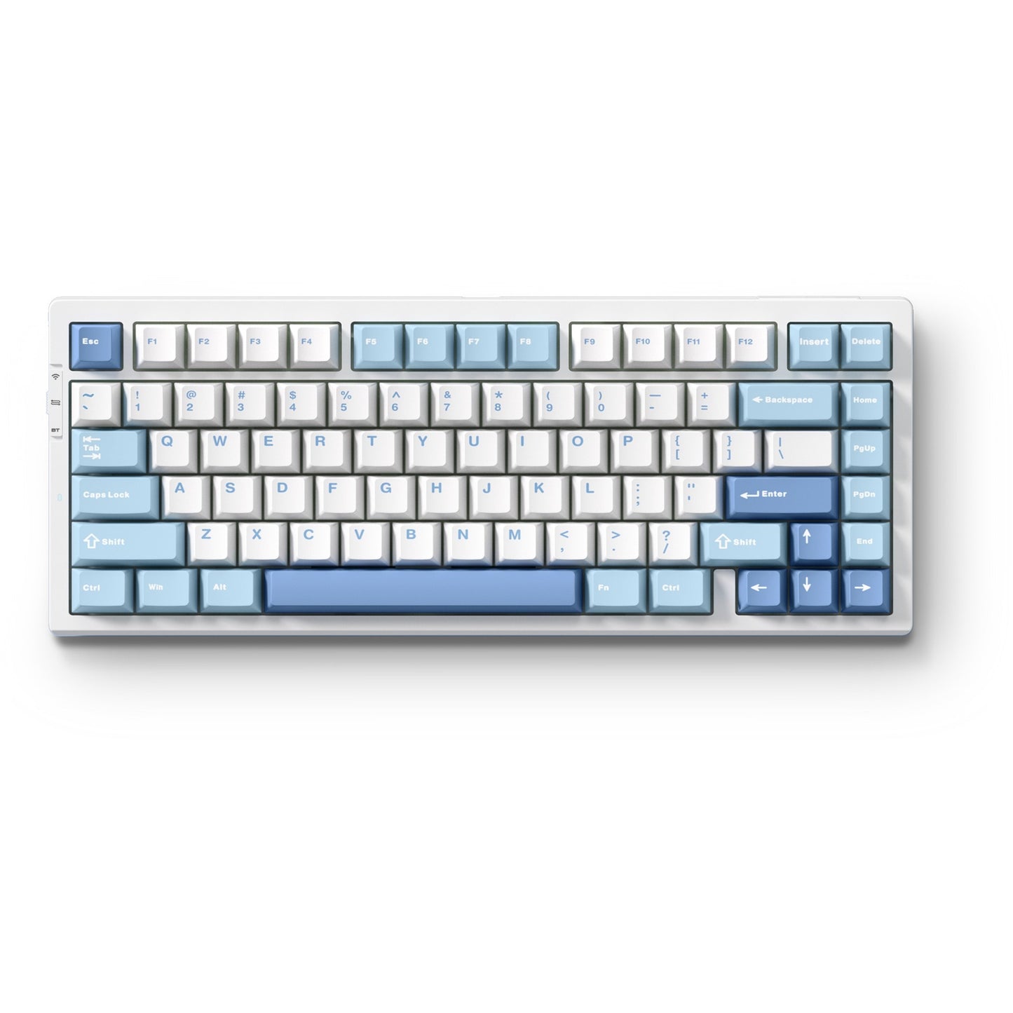 MCHOSE G75 Pro Tri-mode Gasket Structuur Mechanisch gaming toetsenbord (Blauw, US lay-out (QWERTY), KTT Cabbage Tofu V2, 75%, RGB, hot swap, PBT Double-Shot, 2.4 GHz | USB-C | Bluetooth)