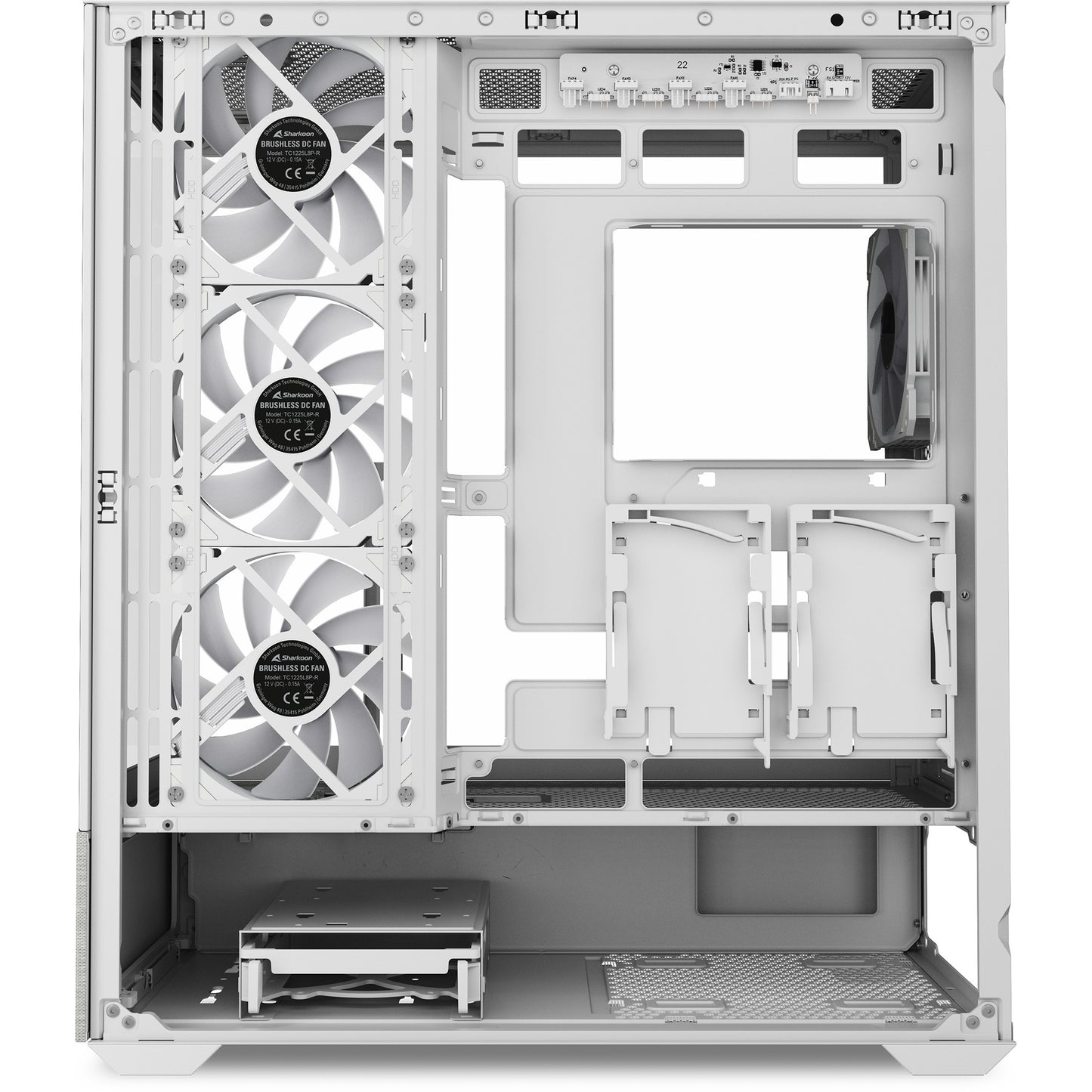 Sharkoon ak7 argb midi tower behuizing (wit | 2x usb-a | 1x usb-c | rgb | window)