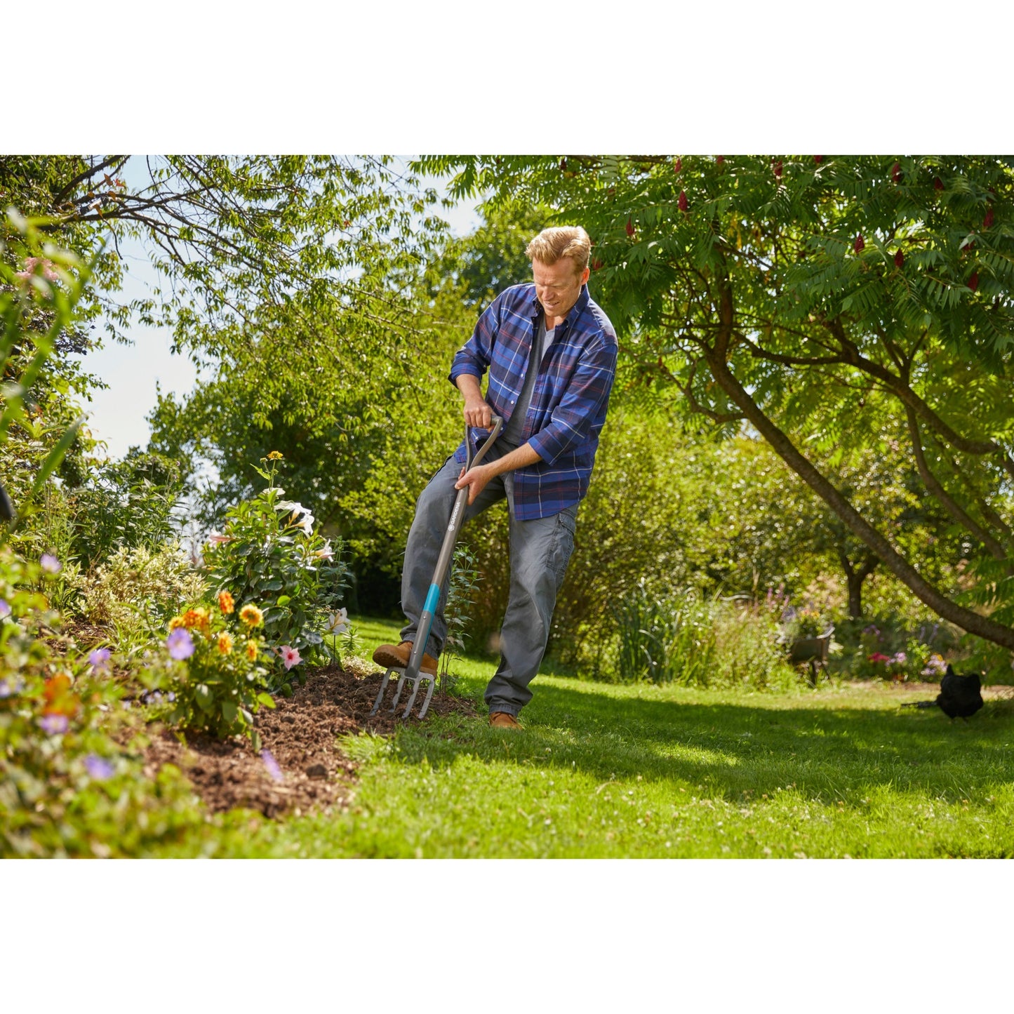GARDENA natureline spitvork (houtkleur turquoise, 17002-20)