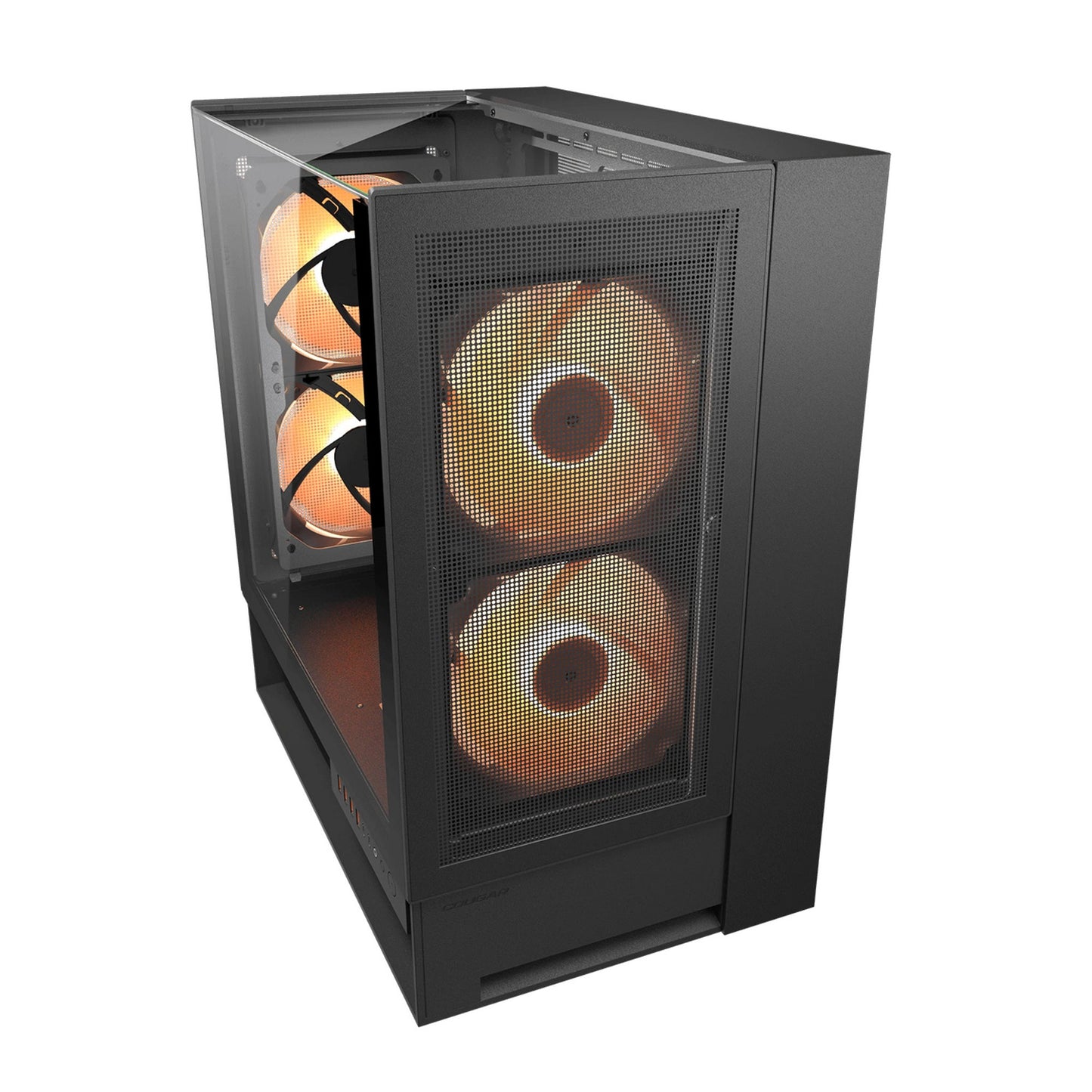 Cougar omnyx midi tower behuizing (zwart | 4x usb-a | 2x usb-c | tempered glass)
