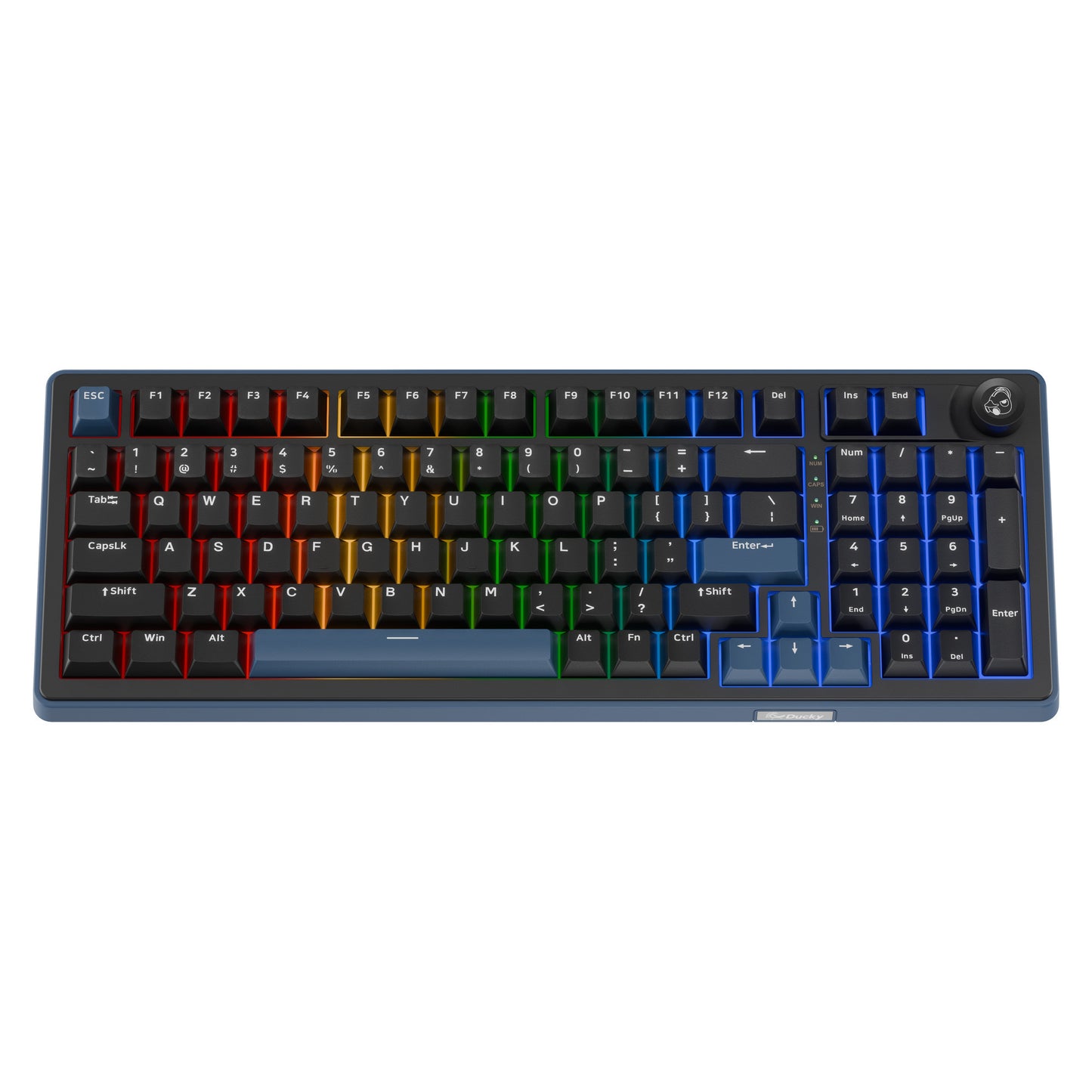 Ducky ok-m-98 rgb mechanisch toetsenbord (zwart, us lay-out (qwerty), ktt linear, 96%, rgb, hot-swap, pbt, 2.4 ghz | bluetooth | usb-c)