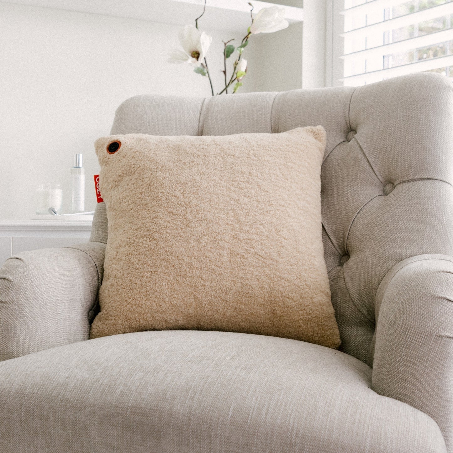 Cozy Una Woolly 45 x 45 cm draadloos warmtekussen (Lichtbeige, Powerbank 5000 mAh)
