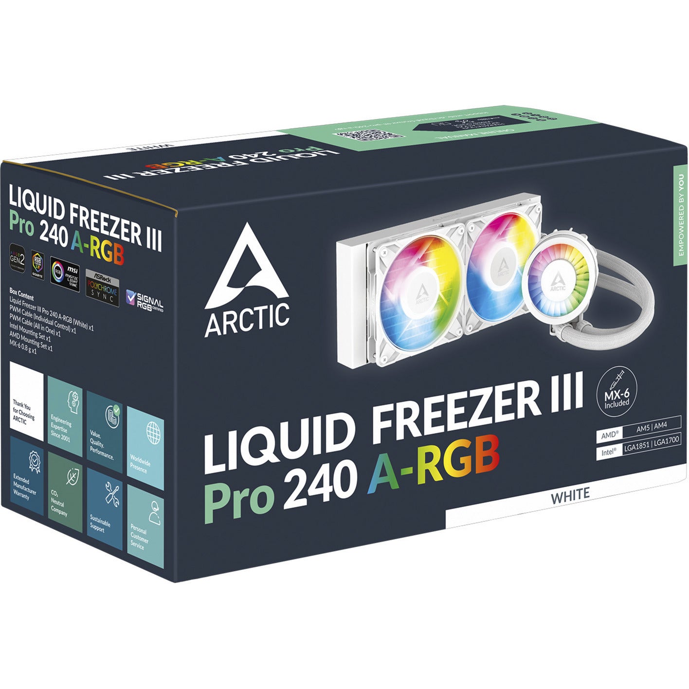 ARCTIC liquid freezer iii pro 240 a-rgb waterkoeling (wit, 4-pins pwn fan-connector)