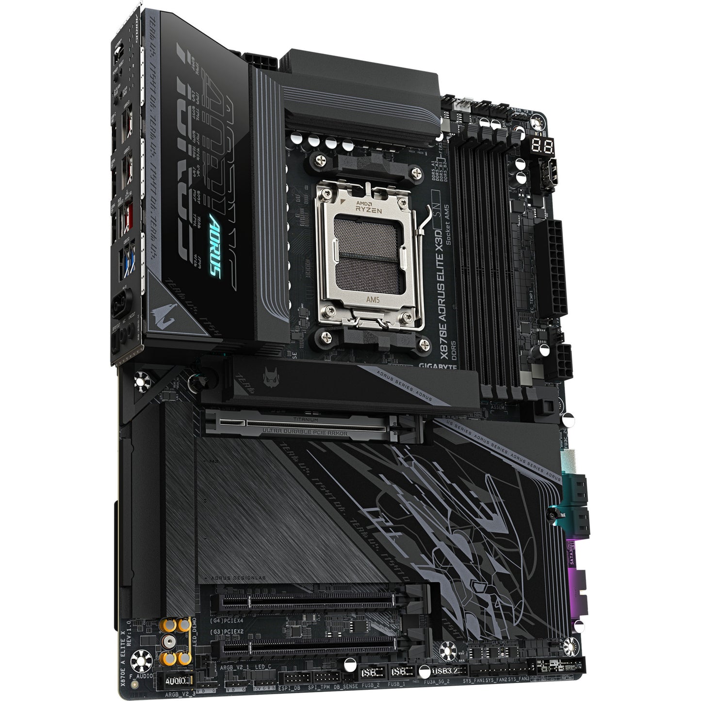 GIGABYTE x870e aorus elite x3d socket am5 moederbord (zwart, raid, 5gb-lan, wi-fi 7, bt, sound, atx)