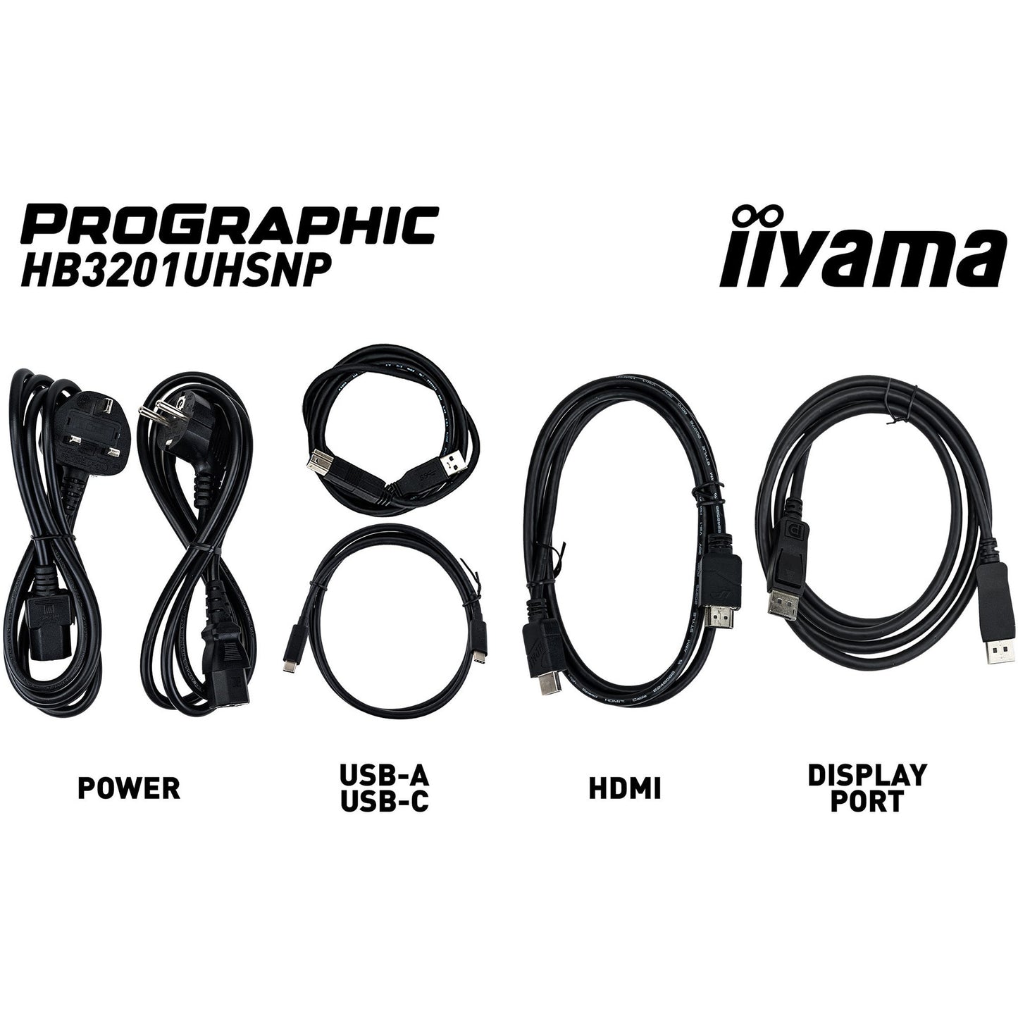 Iiyama prographic hb3201uhsnp-b1 31.5 4k uhd monitor (zwart (mat), hdmi, displayport, usb-c, audio)