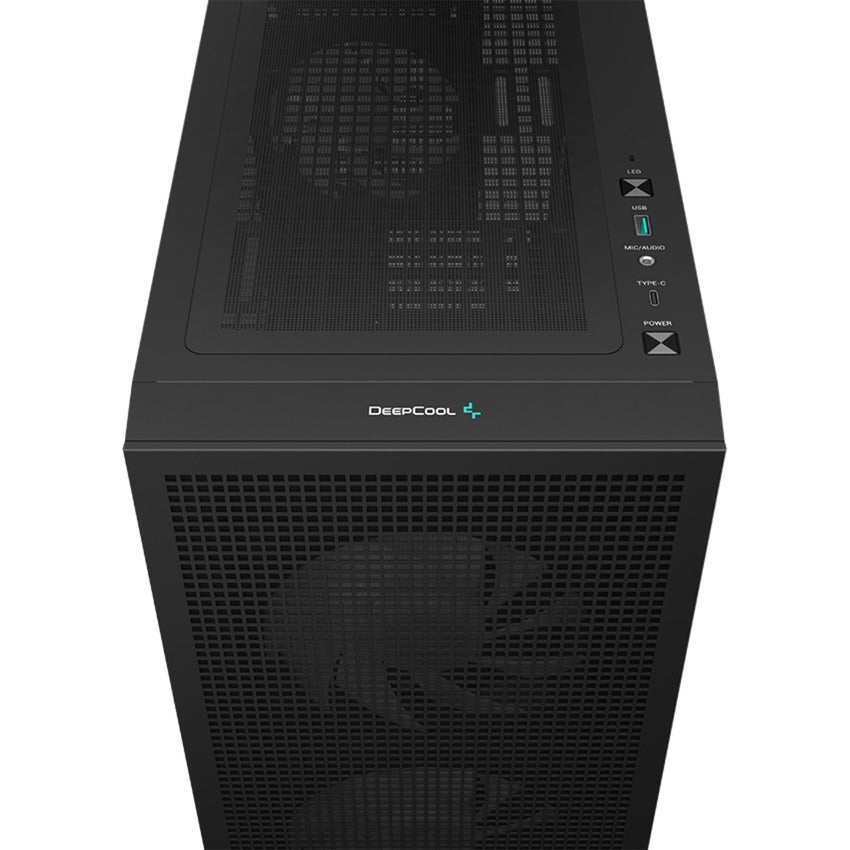 DeepCool ch360 mini tower behuizing (zwart | 1x usb-a | 1x usb-c | rgb | tempered glass)