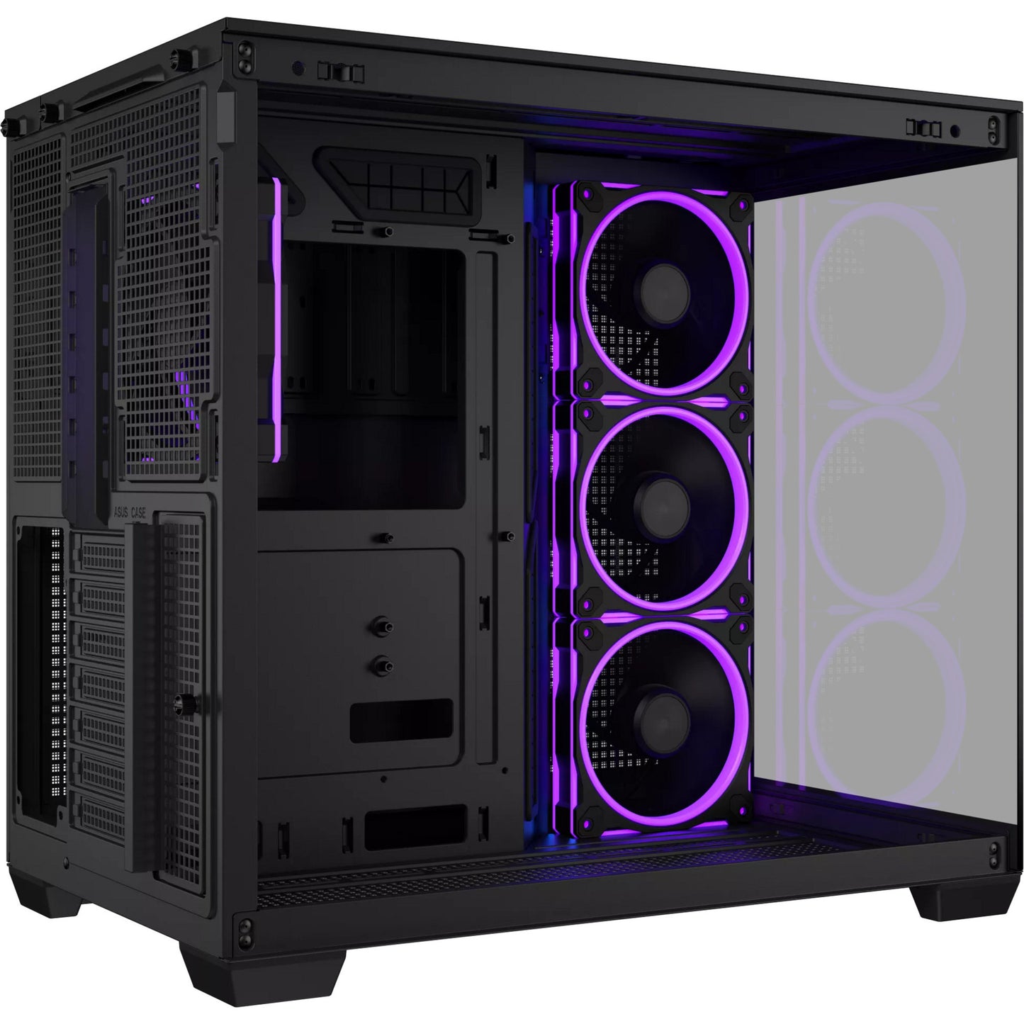 ASUS a32 plus midi tower behuizing (zwart | 2x usb-a | 1x usb-c | rgb | tempered glass)