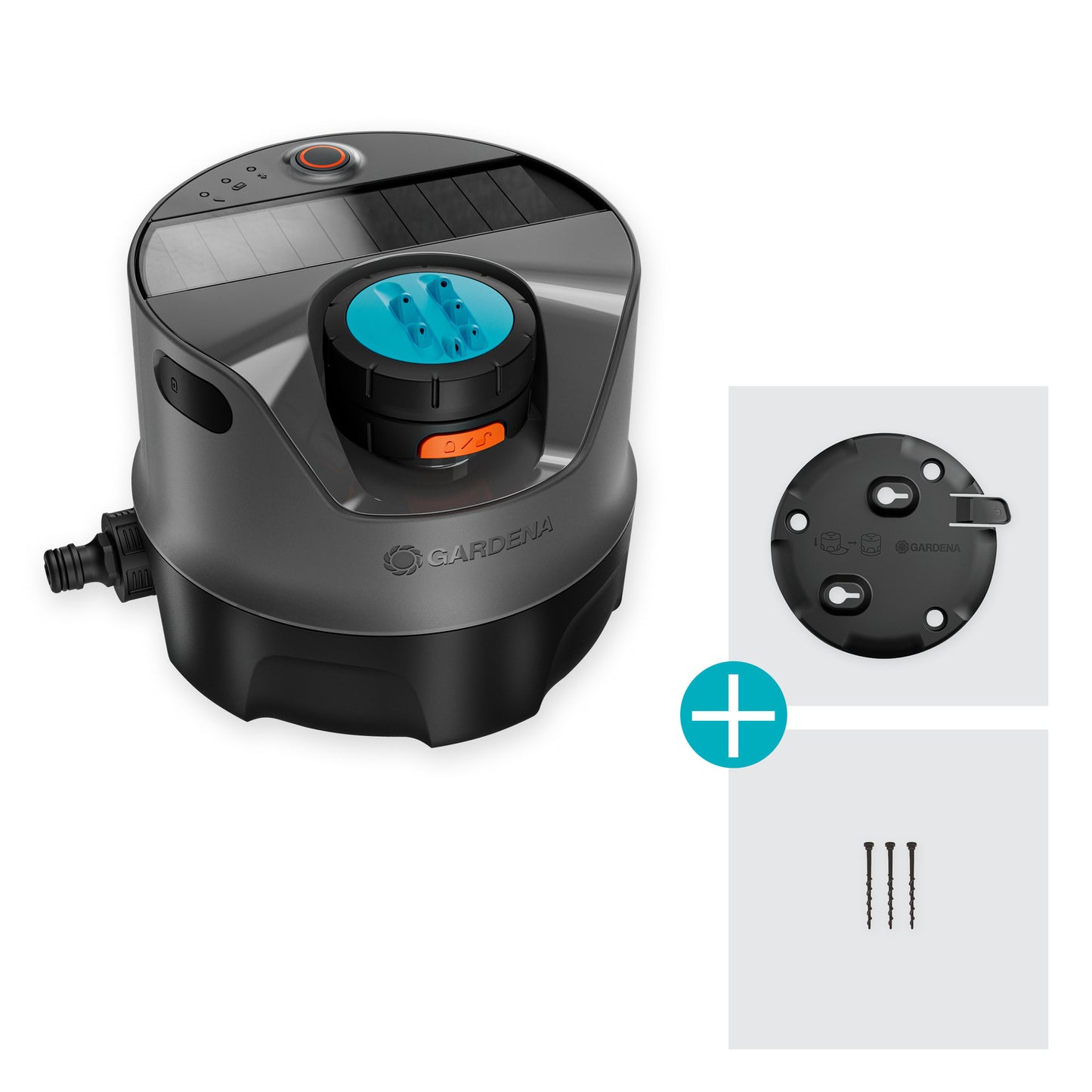 GARDENA irrigatiesysteem aquaprecise op zonne-energie voor gazon sprinklersysteem (grijs turquoise, sproeioppervlak 320 m²)