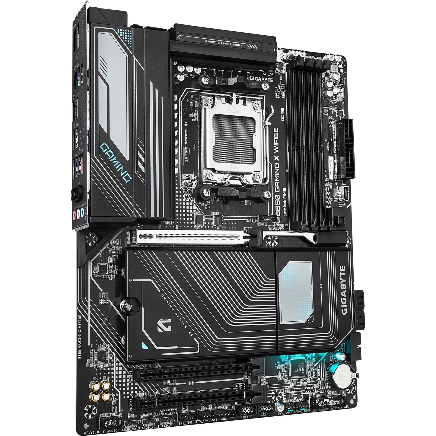 GIGABYTE b850 gaming x wifi6e socket am5 moederbord (zwart grijs, raid, 2,5gb-lan, wi-fi 6e, bt, sound, atx)