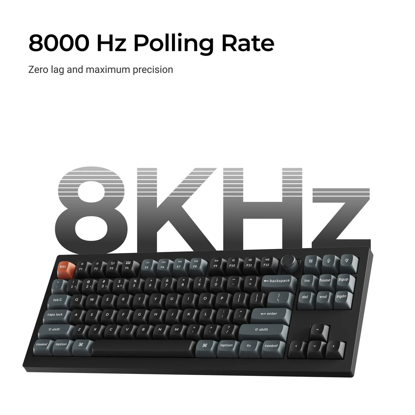 Keychron v3 ultra 8k wireless custom mechanical keyboard (zwart, us lay-out (qwerty), silk pom red, 80% (tkl), rgb, hot swap, 2.4 ghz | bluetooth 5.3 | usb-c)