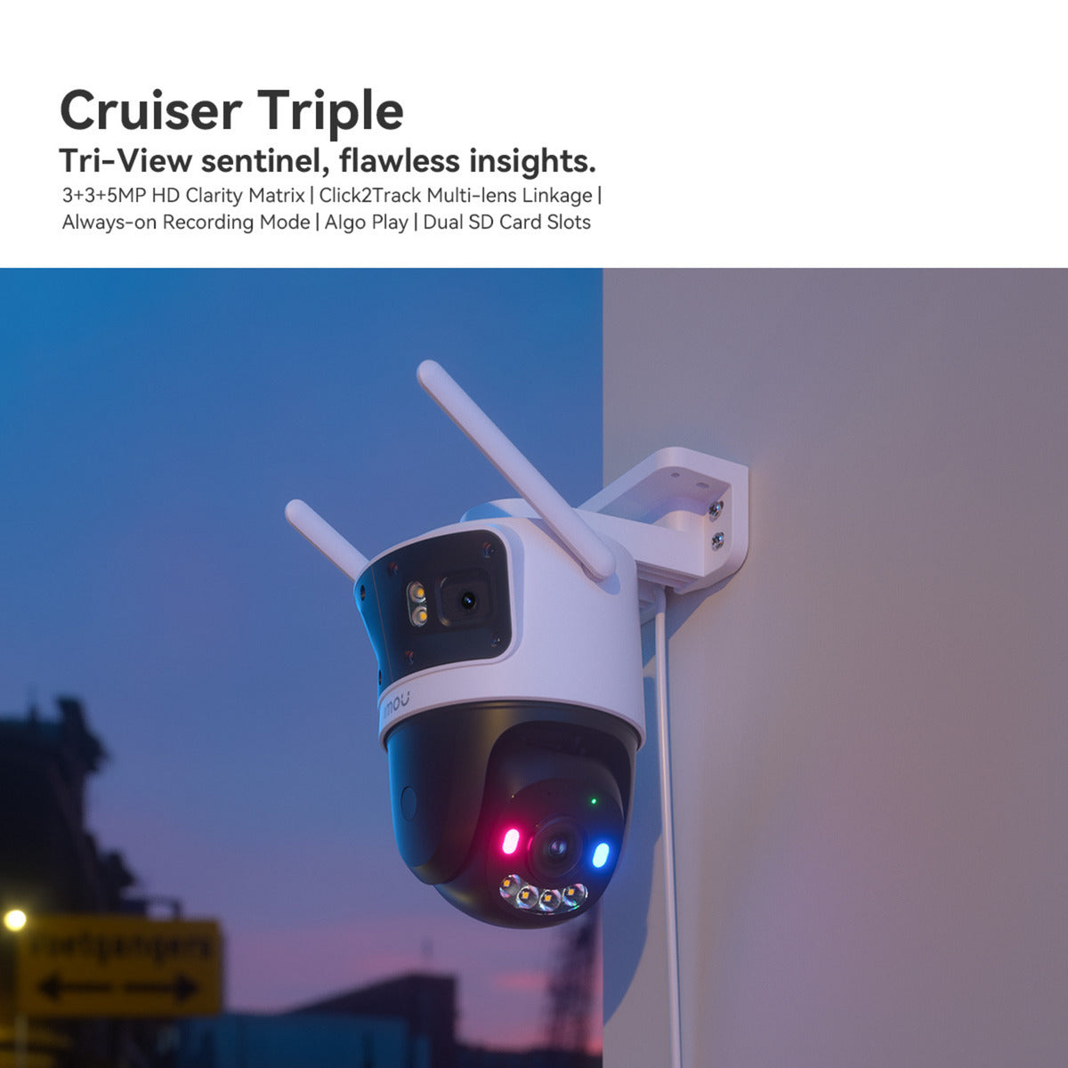 Imou Cruiser Triple beveiligingscamera (Wit, 11MP (3840×2160), Wifi 6)