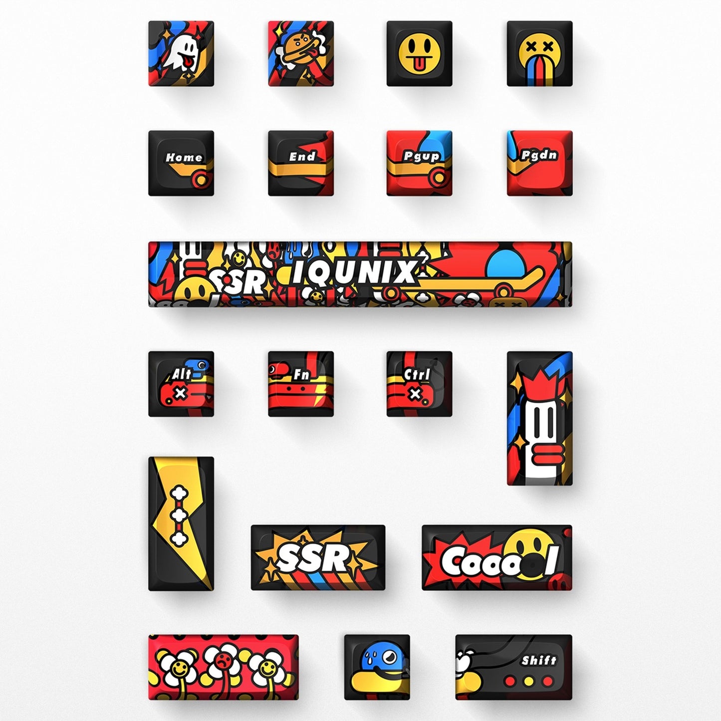 Iqunix F97 Graffiti Diary Wireless Mechanical Keyboard (Zwart, US lay-out (QWERTY), TTC Gold Pink, 96%, RGB leds, Hot-swappable, PBT, 2.4GHz | Bluetooth 5.1 | USB-C)