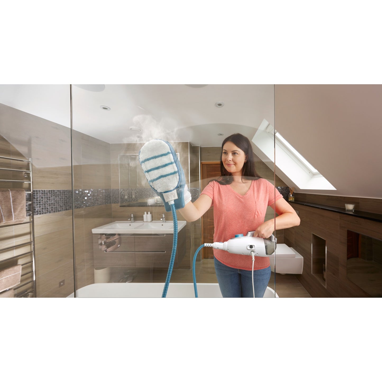 BLACK+DECKER 1600w steam-mop bhsm1615dam-qs stoomreiniger (wit blauw, incl. steamitt, deltavoet en 17 accessoires)