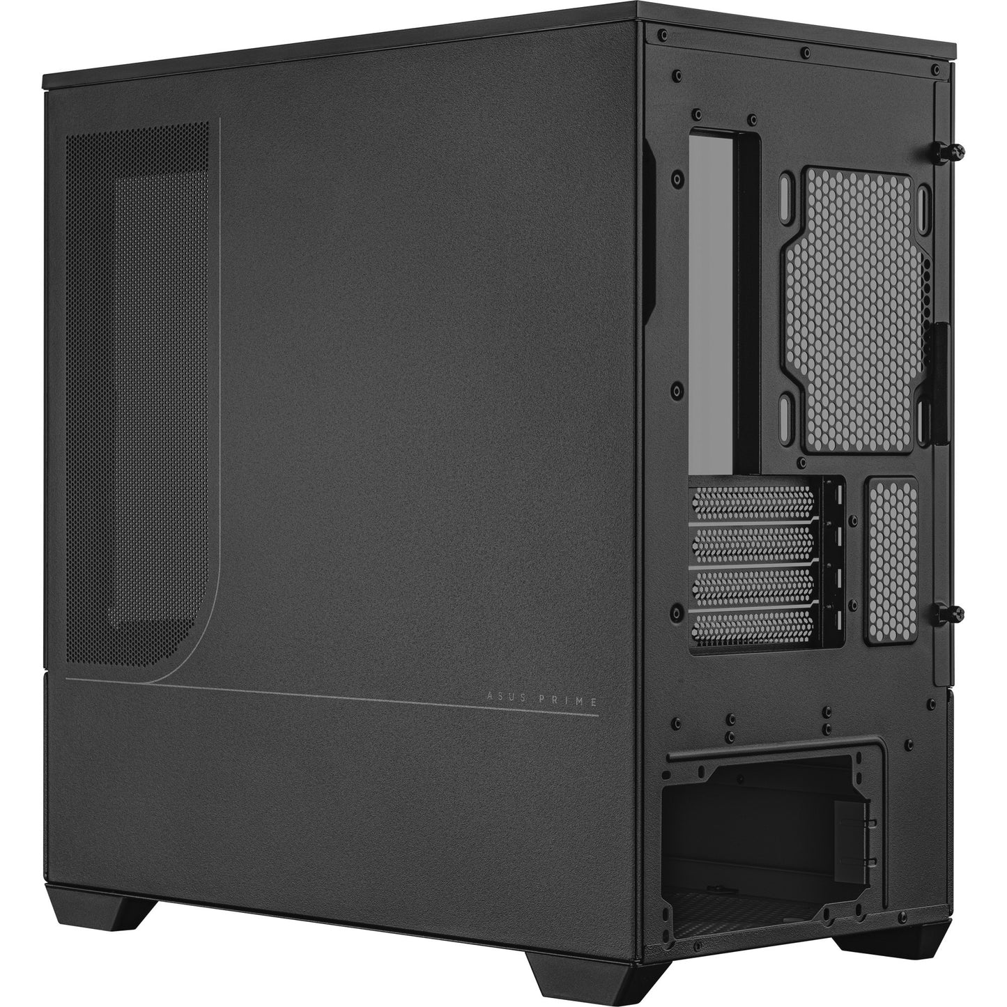 ASUS prime ap202 midi tower behuizing (zwart | 2x usb-a | 1x usb-c | rgb | tempered glass)