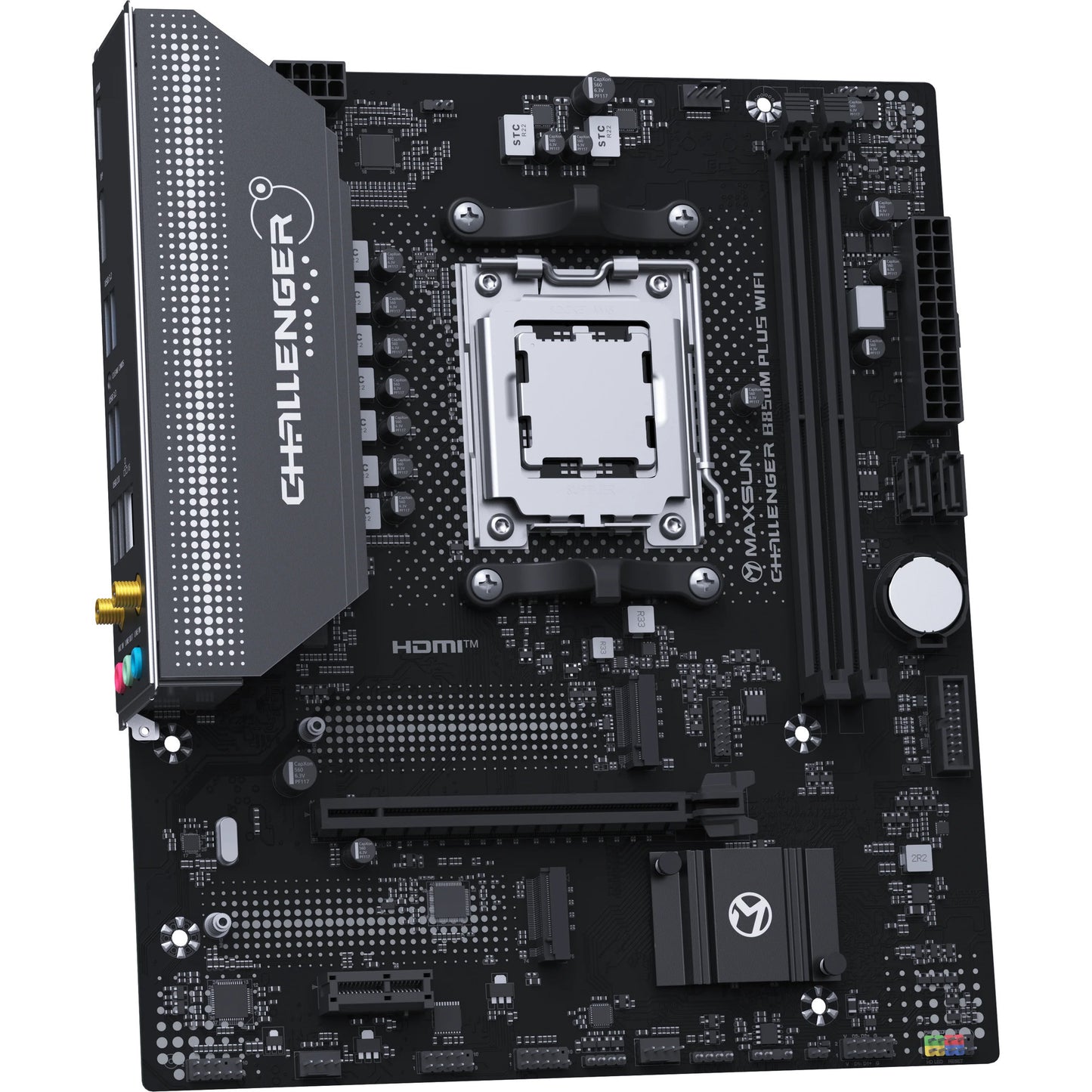 MAXSUN ms-challenger b850m plus wifi socket am5 moederbord (zwart, raid, gb-lan, wlan, bt, sound, µatx)