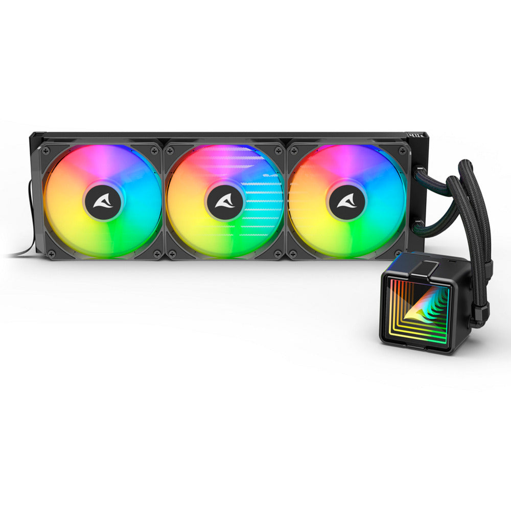 Sharkoon s100 argb waterkoeling (zwart, 4-pins pwm fan-connector)