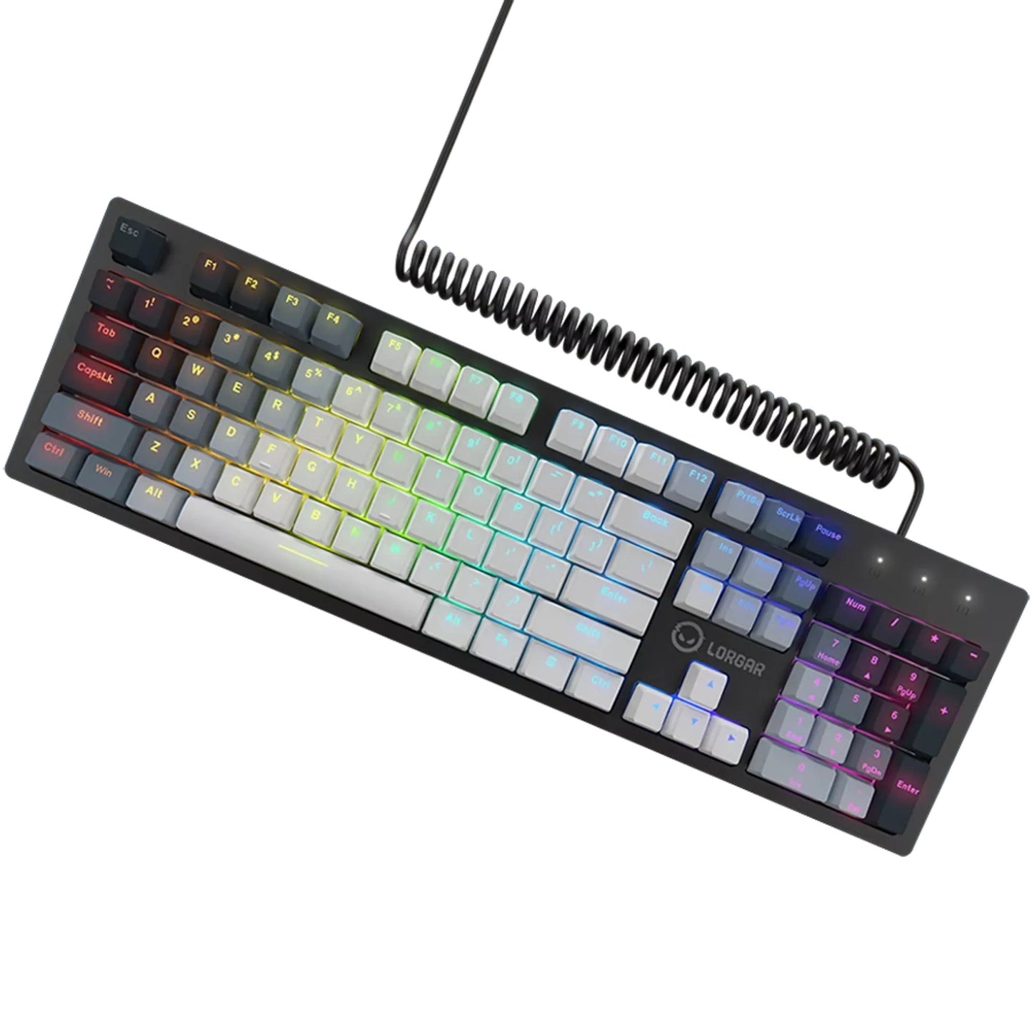 LORGAR azar 514 rgb mechanisch gaming toetsenbord (wit, us lay-out (qwerty), logar dream, 100%, rgb)