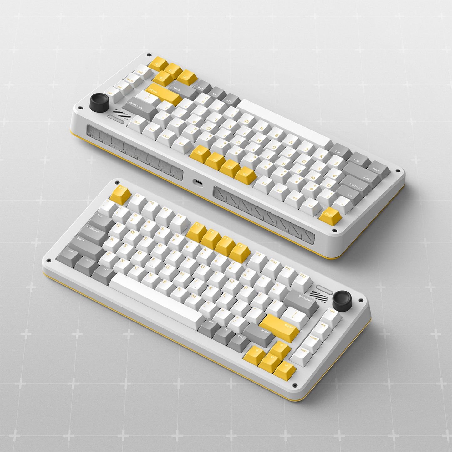 Ty Iqunix zx75 gravi wave wireless mechanical keyboard (grijs, us lay-out (qwer), gateron red, 75%, rgb leds, hot-swappable, double-shot pbt, 2.4ghz | bluetooth 5.1 | usb-c)