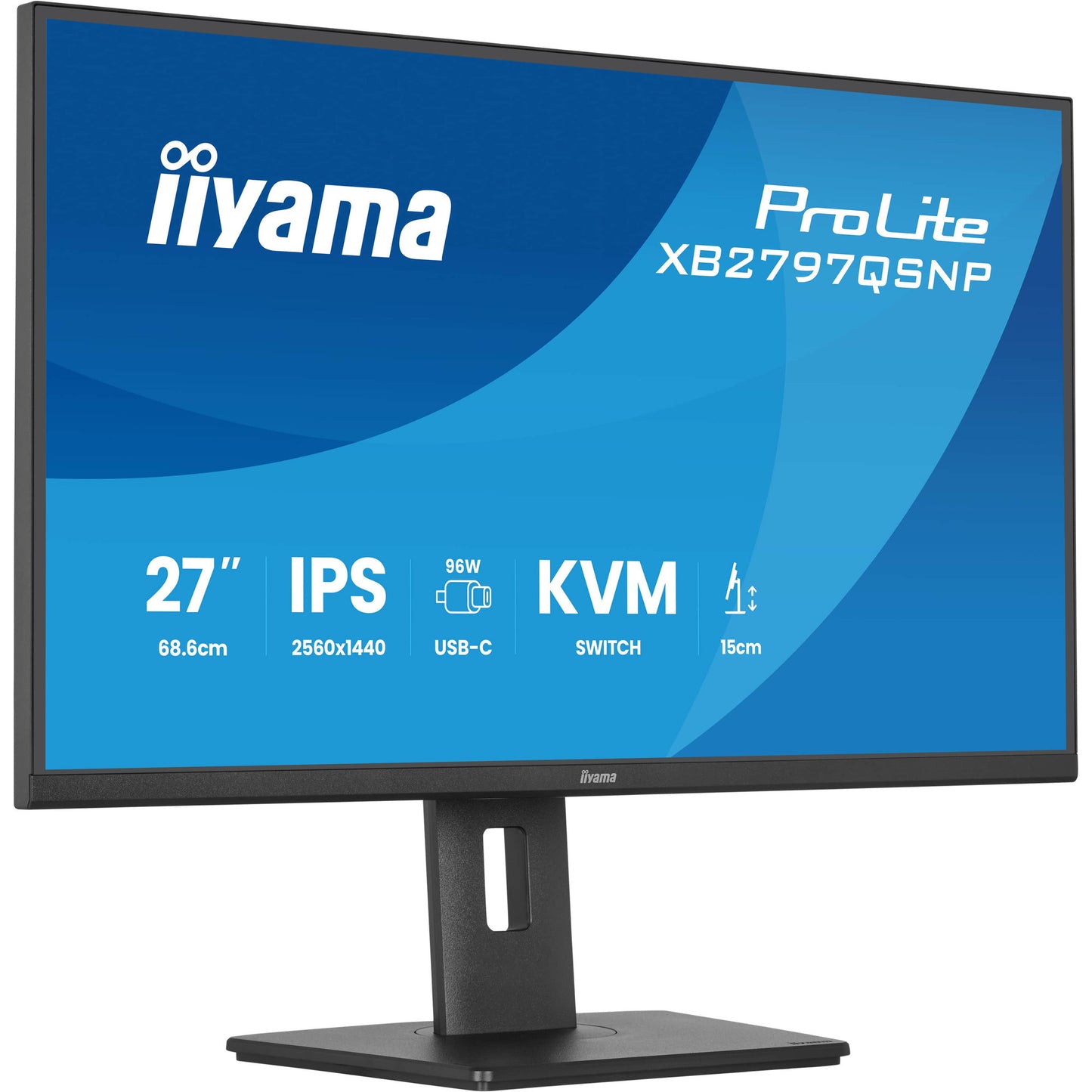 Iiyama prolite xb2797qsnp-b1 27 monitor (zwart, hdmi, displayport, 2x usb-a, 2x usb-c, rj-45)
