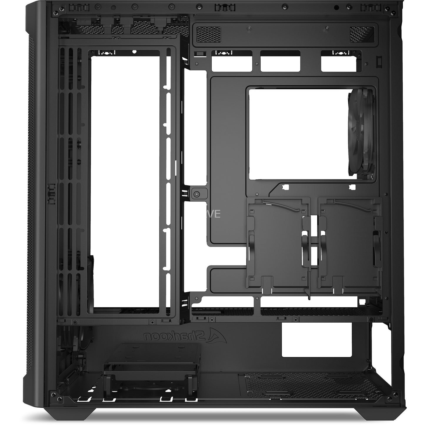 Sharkoon ak4 rgb strip midi tower behuizing (zwart | 2x usb-a | 1x usb-c | rgb)