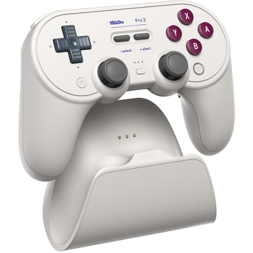 8BitDo pro 3 bluetooth gamepad (lichtgrijs rood, switch 1 2, pc, android, 2.4 ghz bluetooth usb)
