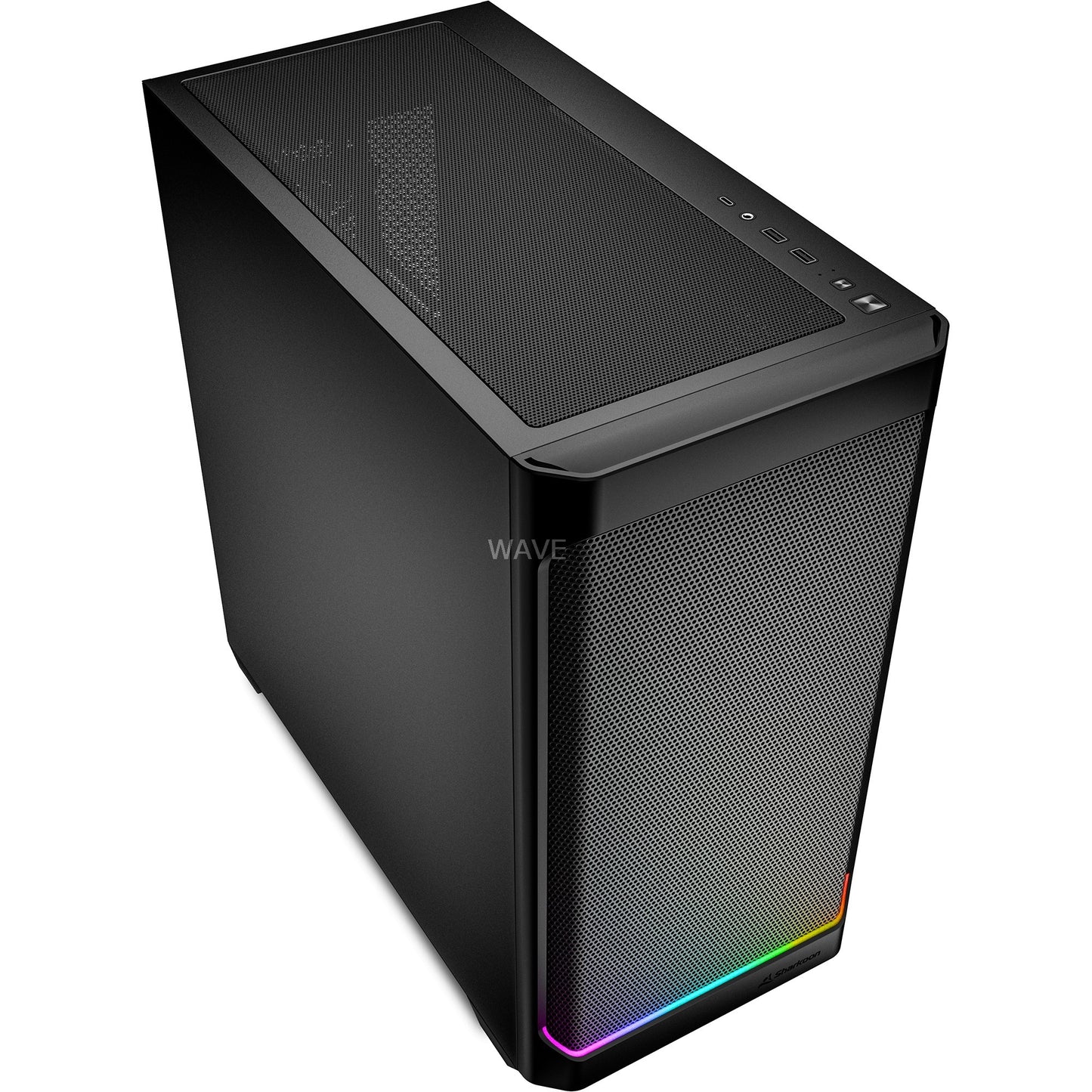 Sharkoon mk4 rgb strip mini tower behuizing (zwart | 2x usb-a | 1x usb-c | rgb)