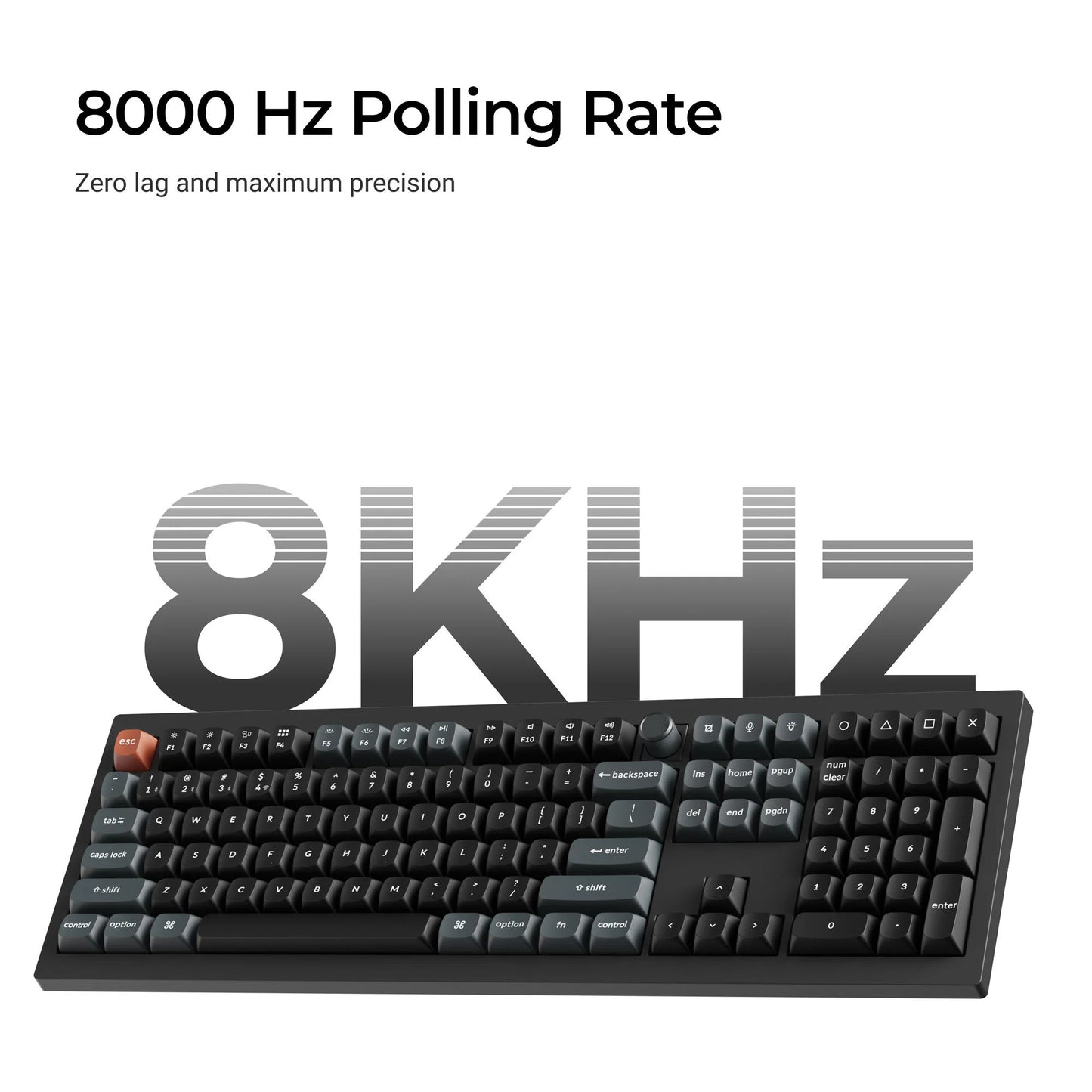 Keychron v6 ultra 8k wireless custom mechanical keyboard (zwart, us lay-out (qwerty), silk pom brown, 100%, rgb, hot swap, 2.4 ghz | bluetooth 5.3 | usb-c)