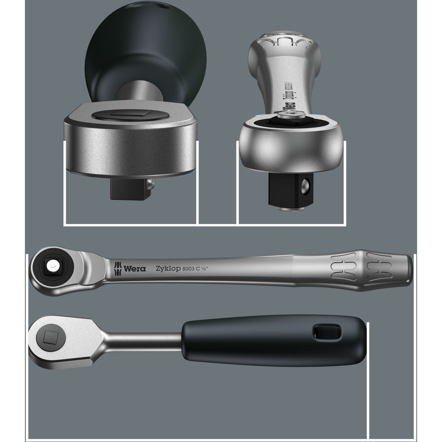 Wera 8100 sc 7 zyklop metal-ratelset met doorsteekvierkant 1 2 aandrijving gereedschapsset ( 28-delig )