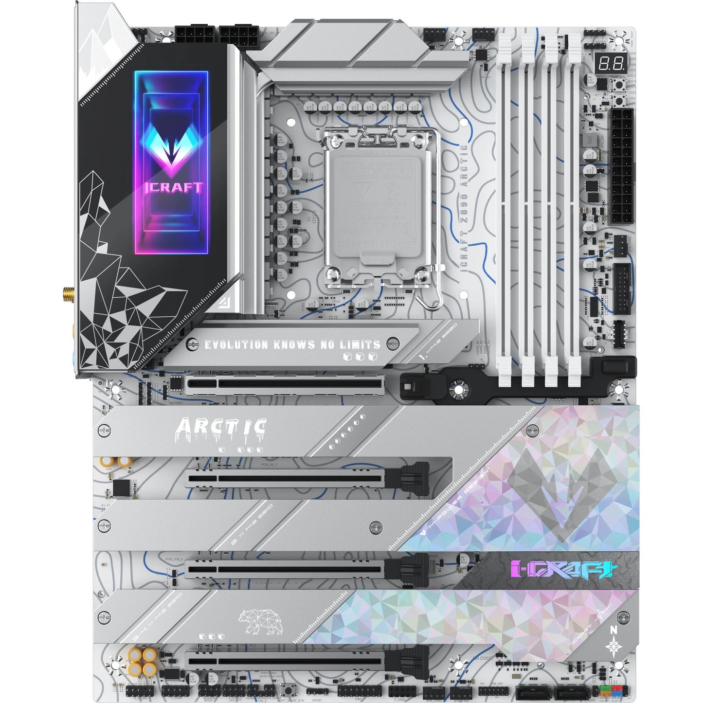 MAXSUN ms-icraft z890 arctic socket 1851 moederbord (wit, raid, 2.5 gb-lan, wlan, bt, sound, atx)