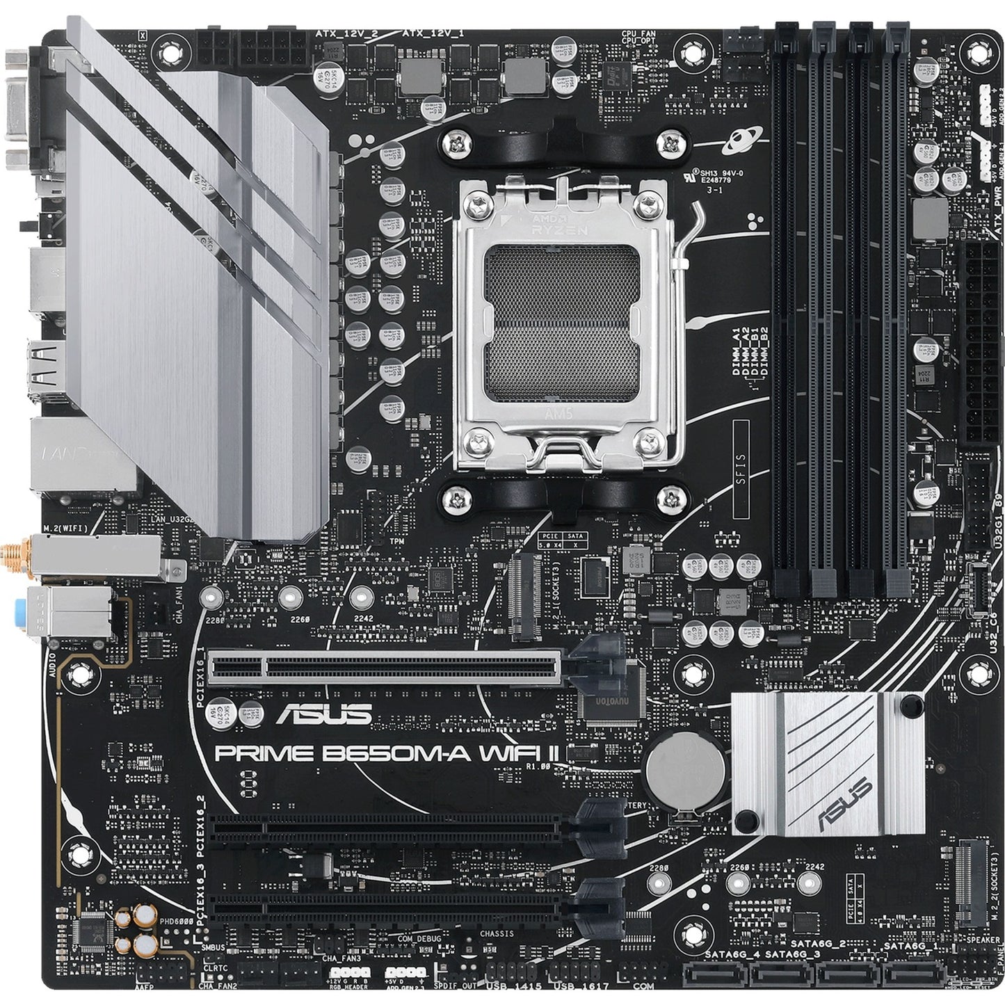 ASUS prime b650m-a wifi ii socket am5 moederbord (zwart, raid, 2,5gb-lan, wlan, bt, sound, µatx)