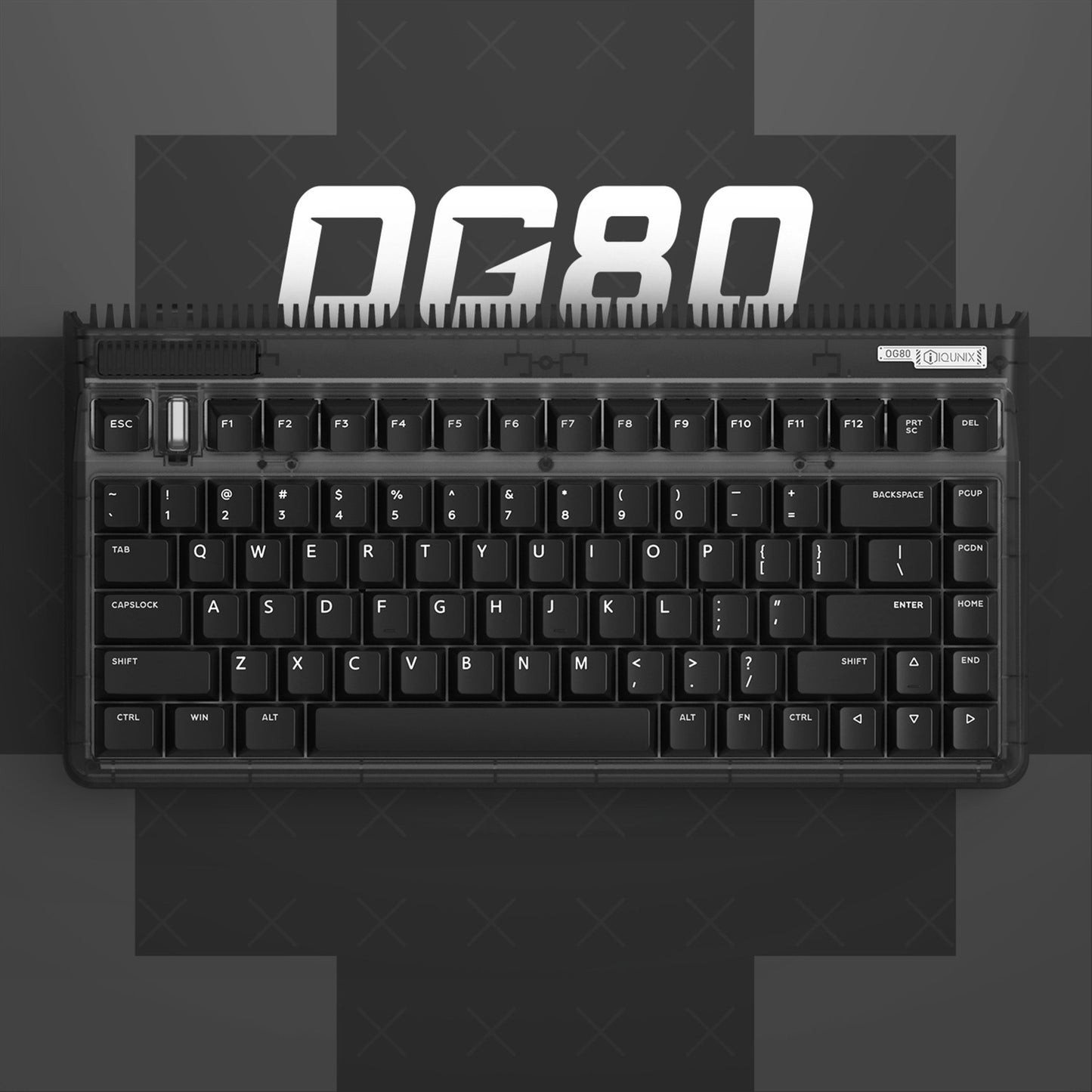 Iqunix OG80 Dark Side Wireless Mechanical Keyboard (Zwart, US lay-out (QWERTY), Cherry MX Blue, 80% (TKL), RGB leds, Hot-swappable, PBT, 2.4GHz | Bluetooth 5.1 | USB-C)