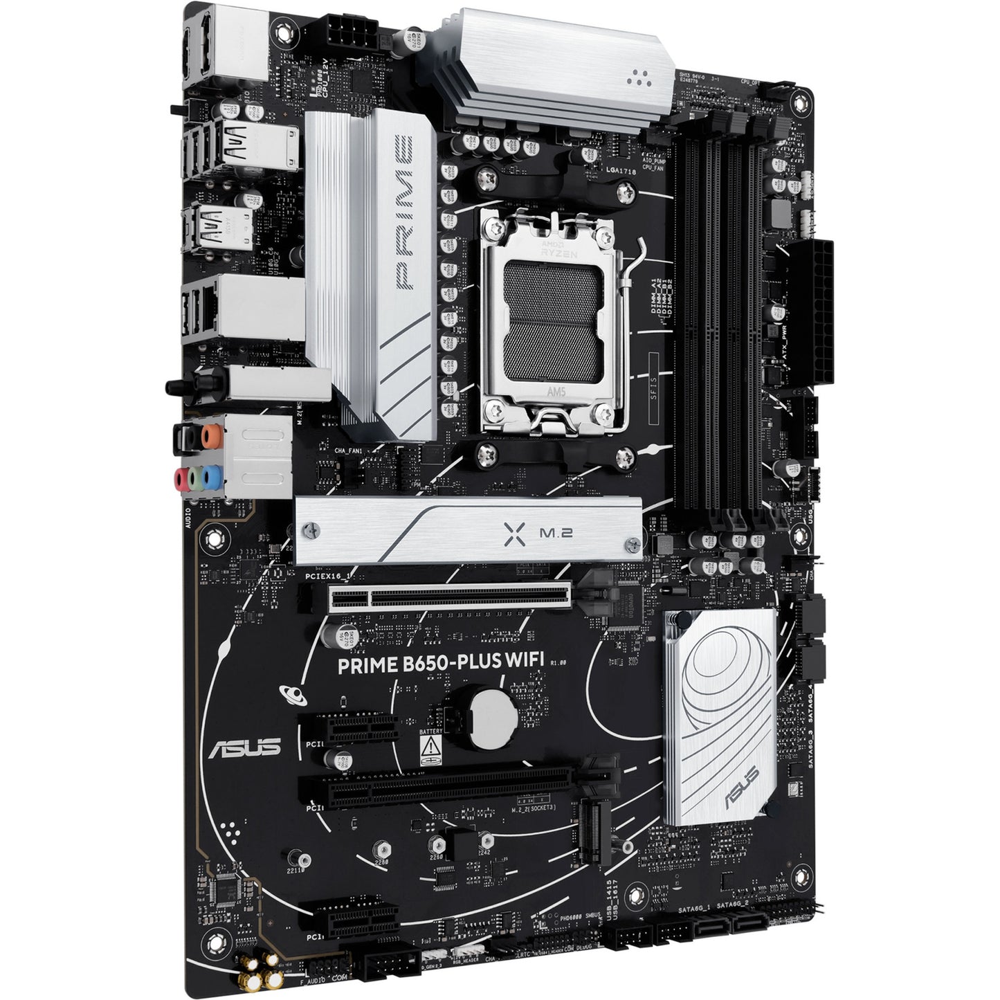ASUS prime b650-plus wifi socket am5 moederbord (zwart zilver, raid, 2.5gb-lan, wi-fi 6e, bt 5.3, sound, atx)