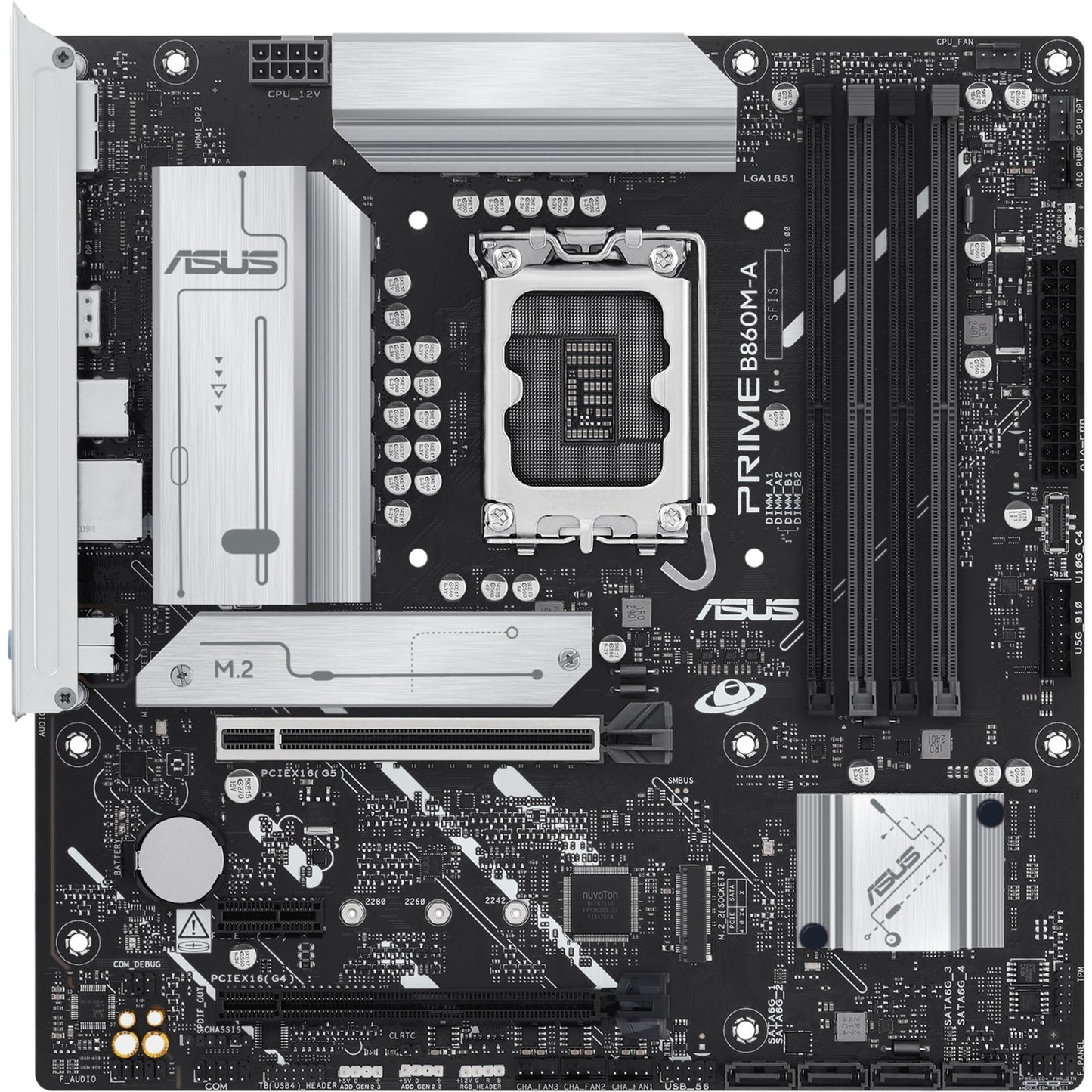 ASUS prime b860m-a-csm socket 1851 moederbord (raid, 2.5 gb-lan, sound, µatx)