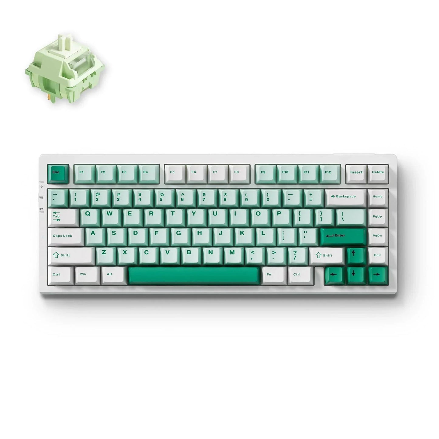MCHOSE G75 Pro Tri-mode Gasket Structuur Mechanisch gaming toetsenbord (Groen, US lay-out (QWERTY), Huano Matcha Latte V2, 75%, RGB, hot swap, PBT Double-Shot, 2.4 GHz | USB-C | Bluetooth)