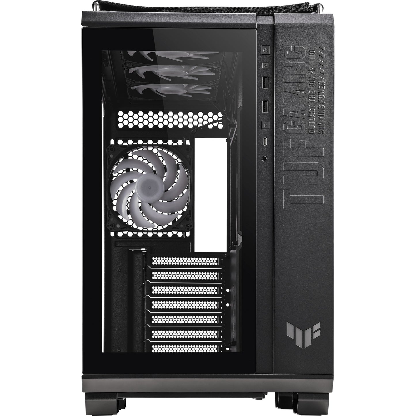ASUS tuf gaming gt502 plus midi tower behuizing (zwart | 2x usb-a | 1x usb-c | tempered glass)