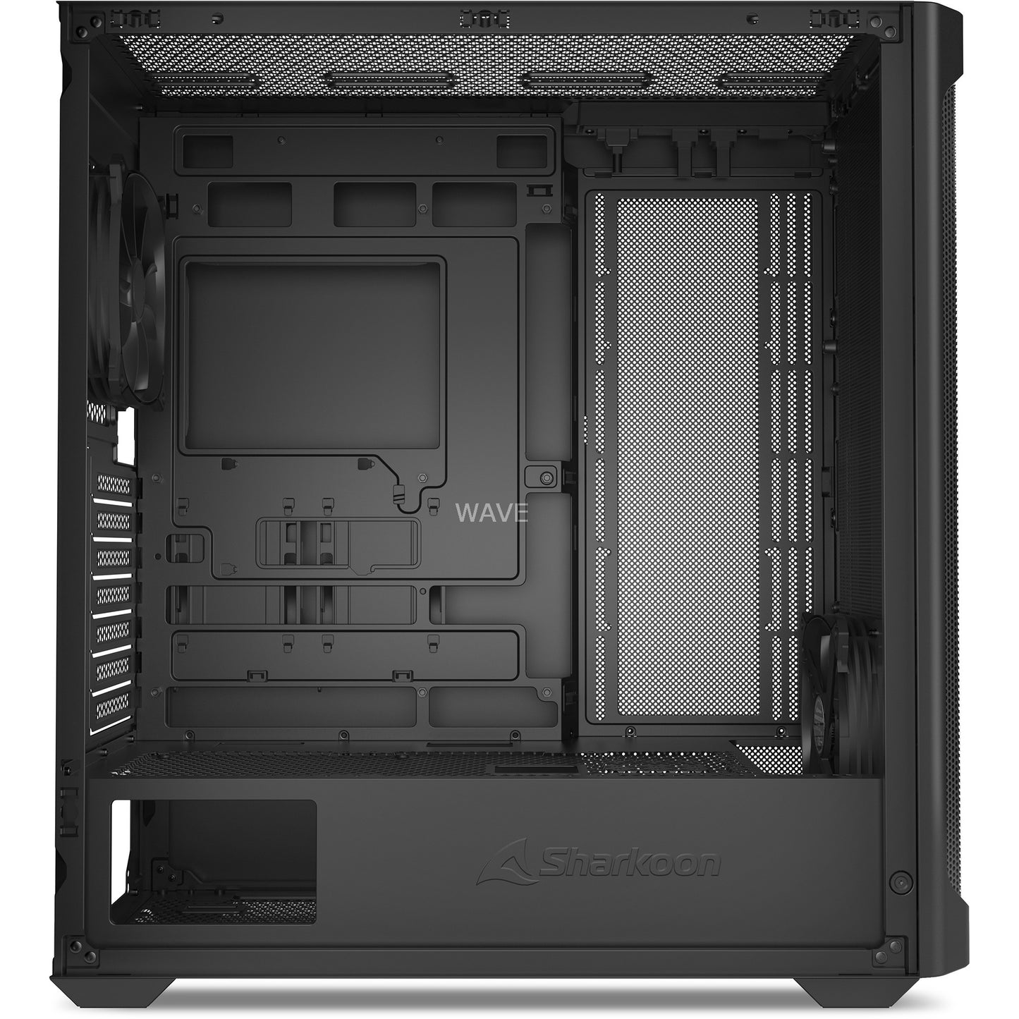 Sharkoon ak4 rgb strip midi tower behuizing (zwart | 2x usb-a | 1x usb-c | rgb)