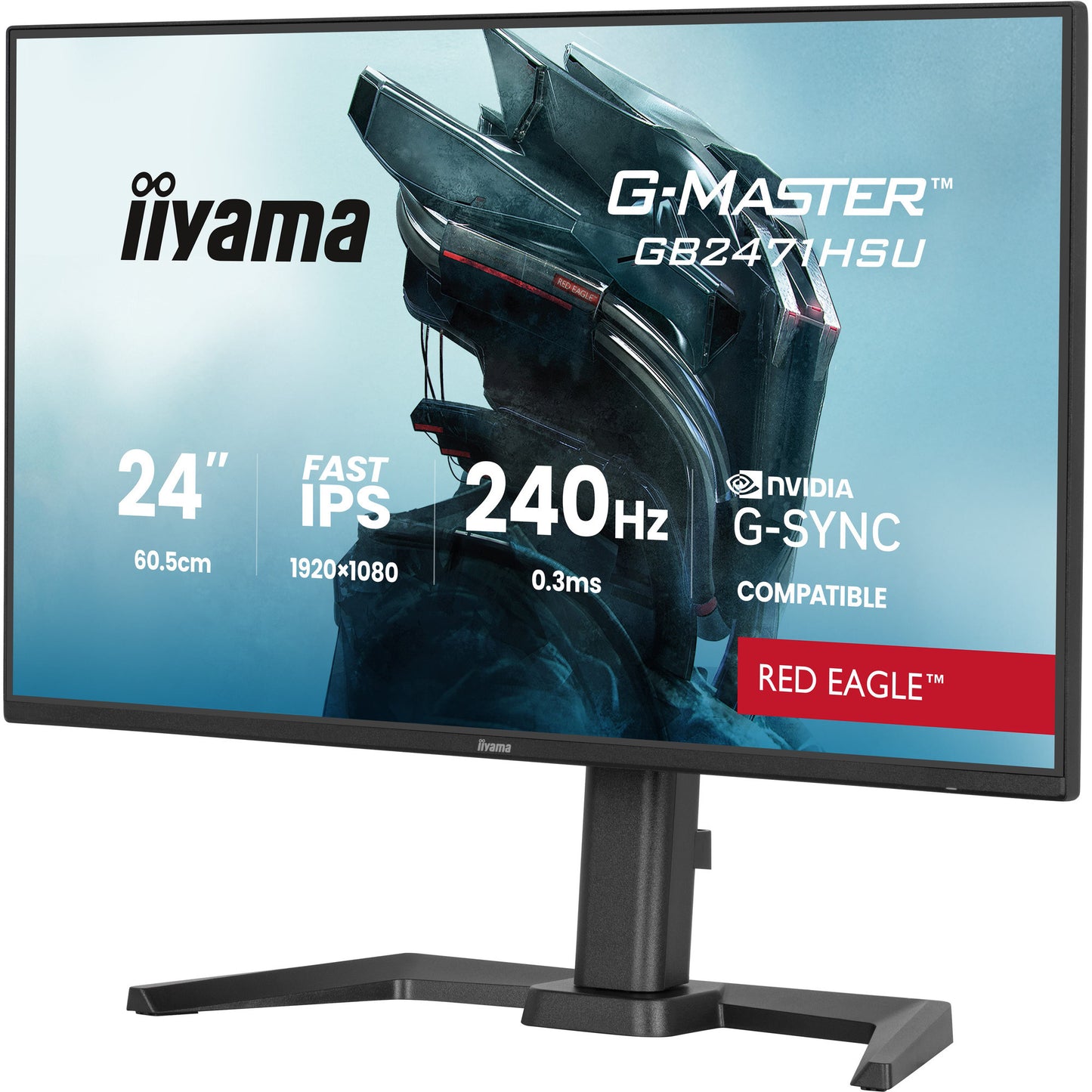 Iiyama g-master red eagle gb2471hsu-b1 23.8 gaming monitor (zwart, 2x hdmi, displayport, usb-a, usb-c, 240 hz)