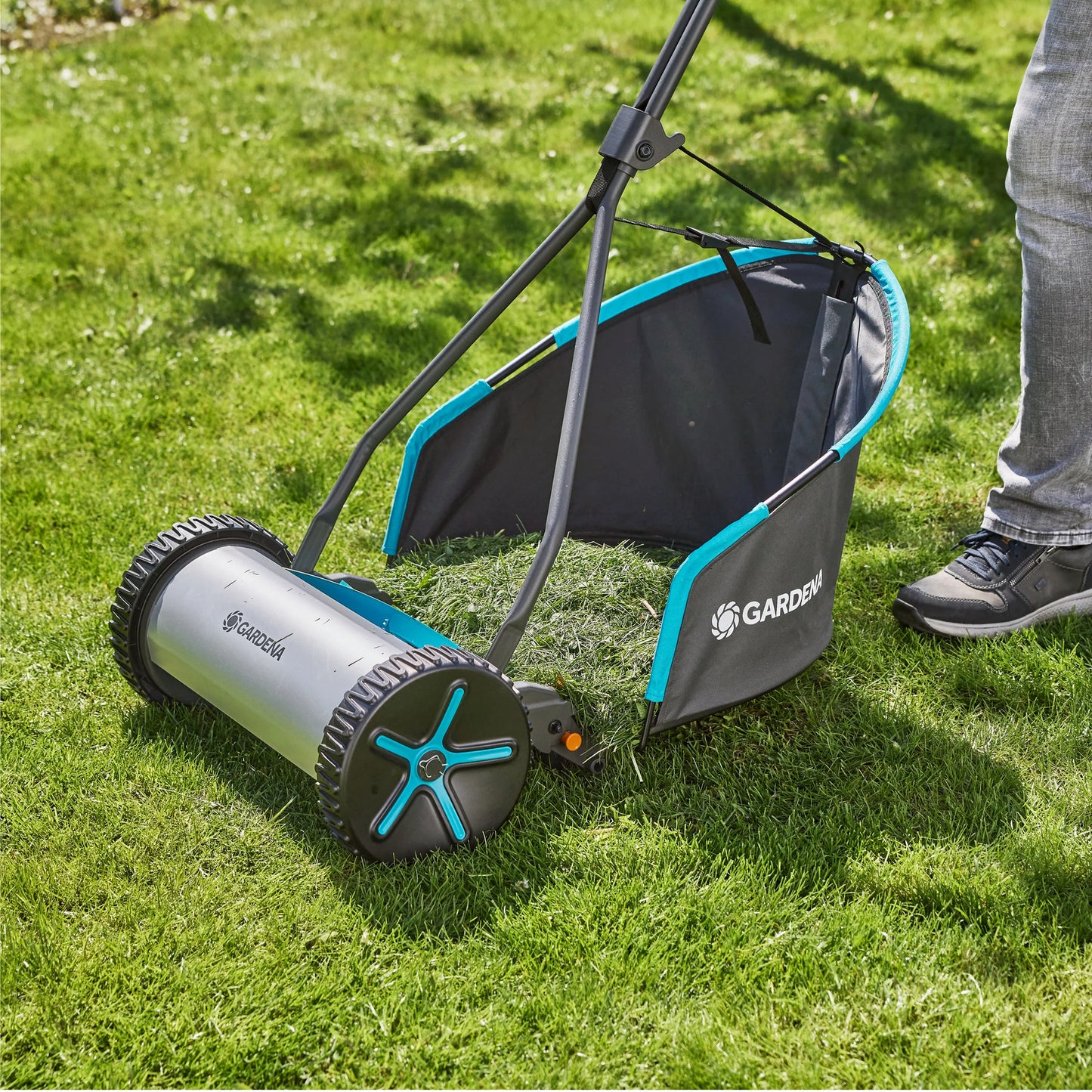 GARDENA grasopvangbak 49 liter opvangzak (grijs turquoise, 11770-20)