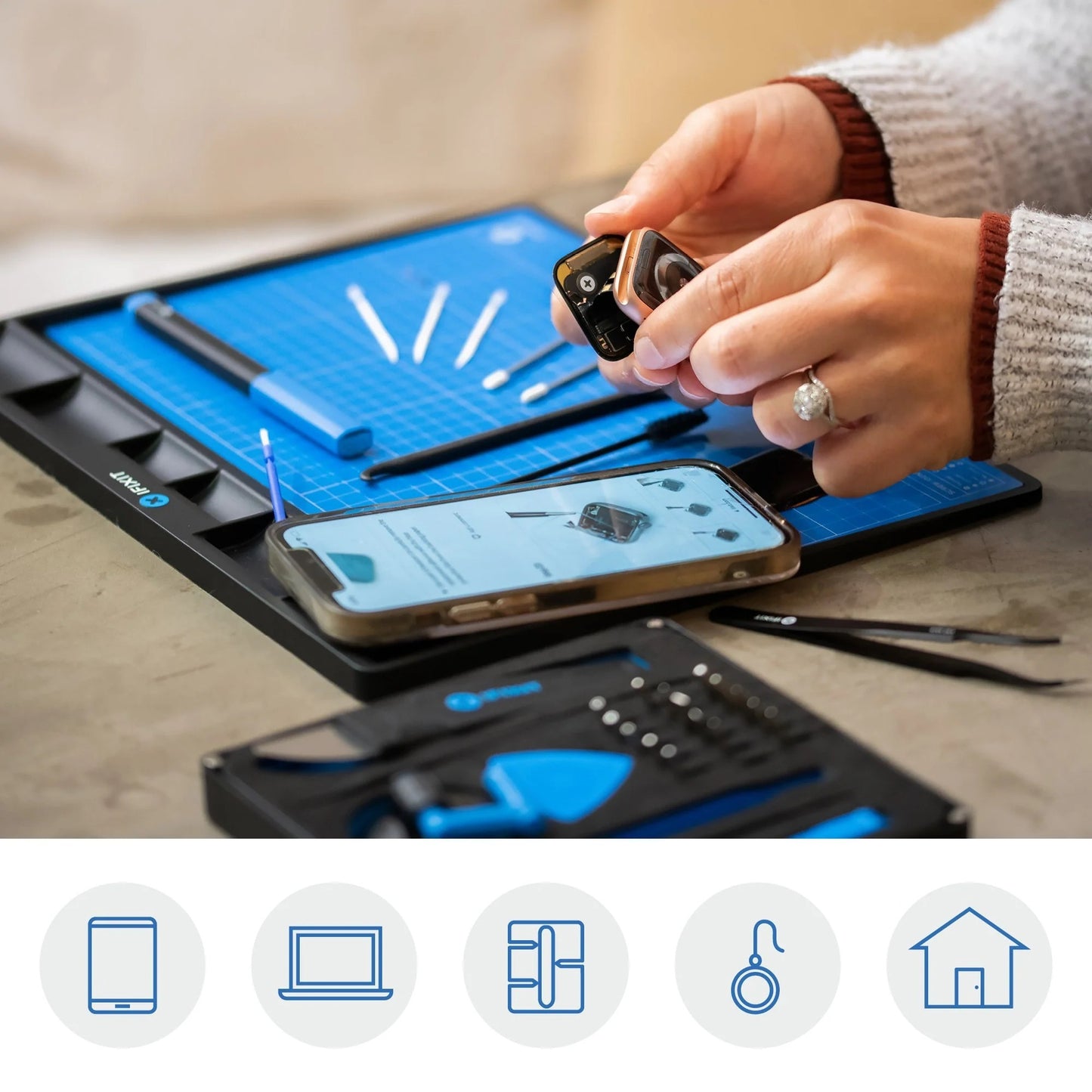 IFixit fixmat beschermingsmat (blauw zwart)