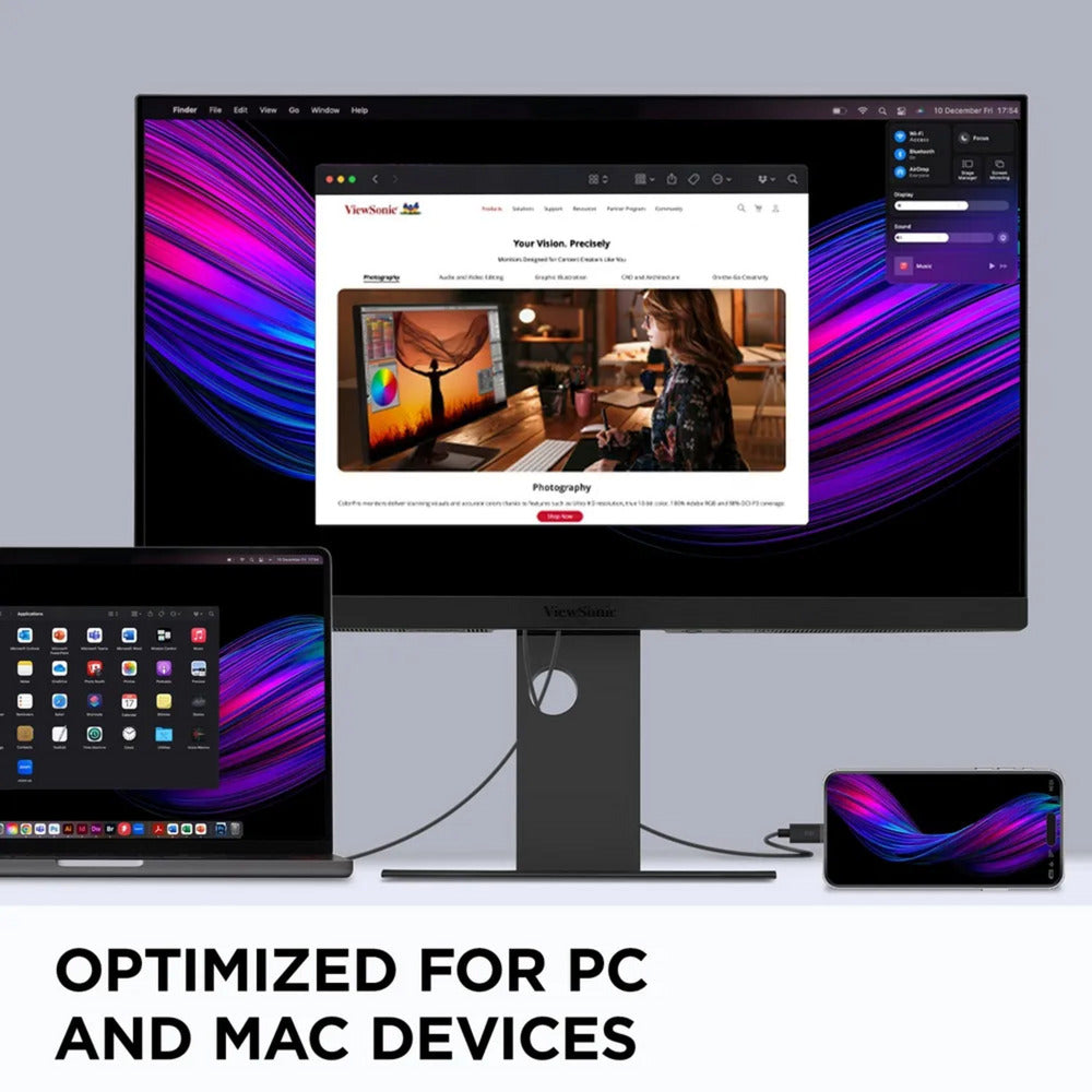 ViewSonic vp2788-5k mac-compatible 27 4k uhd monitor (zwart, 2x thunderbolt 4, 1x hdmi, 1x displayport, usb-a, usb-c)