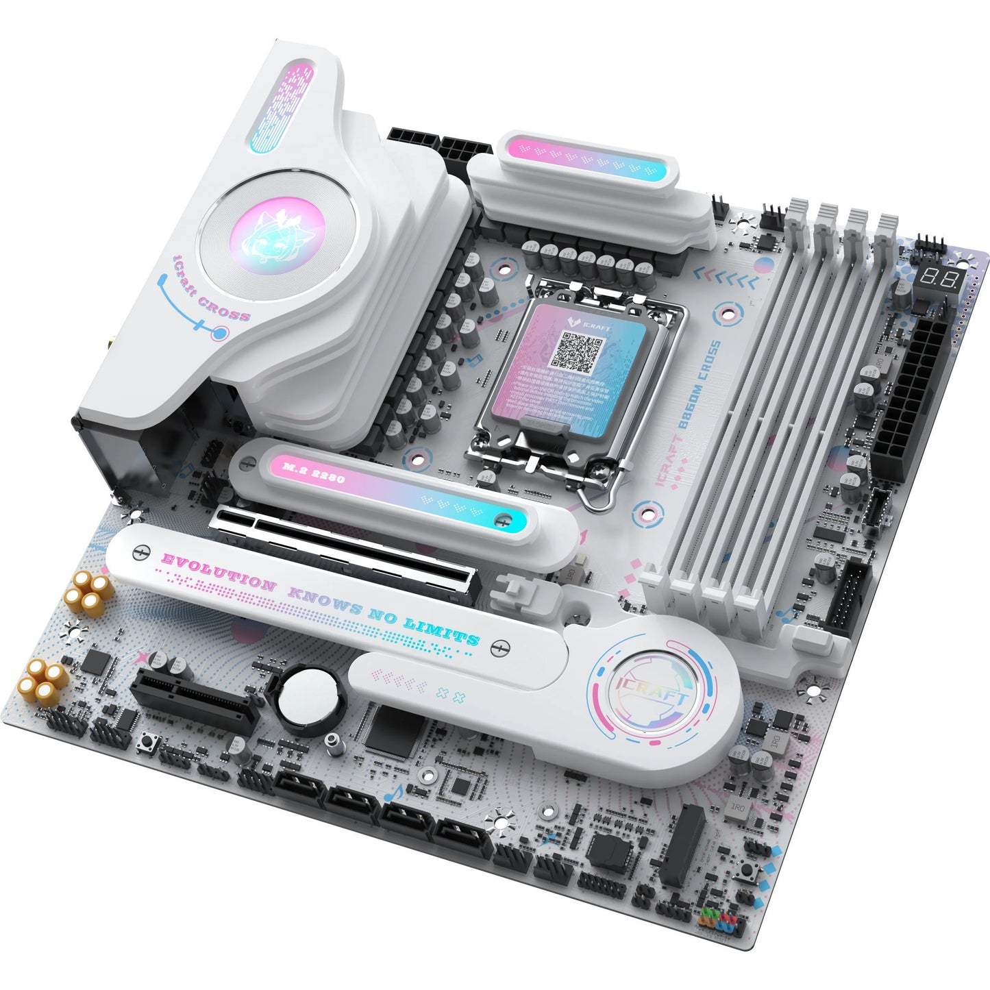 MAXSUN ms-icraft b860m cross socket 1851 moederbord (wit, raid, 5 gb-lan, wlan, bt, sound, µatx)