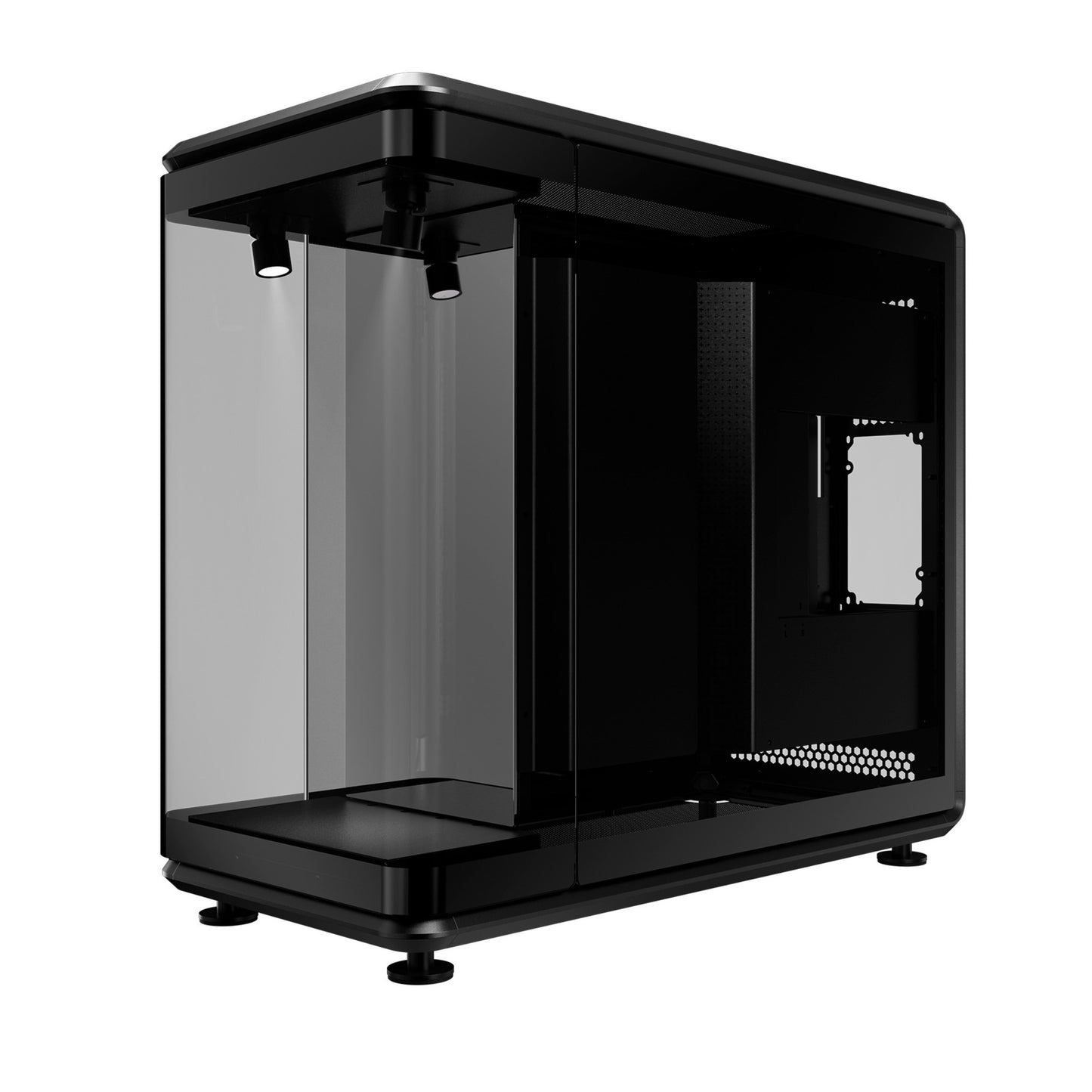 Cooler Master masterframe 360 panorama showcase behuizing (zwart | 2x usb-a | 1x usb-c | rgb | tempered glass)
