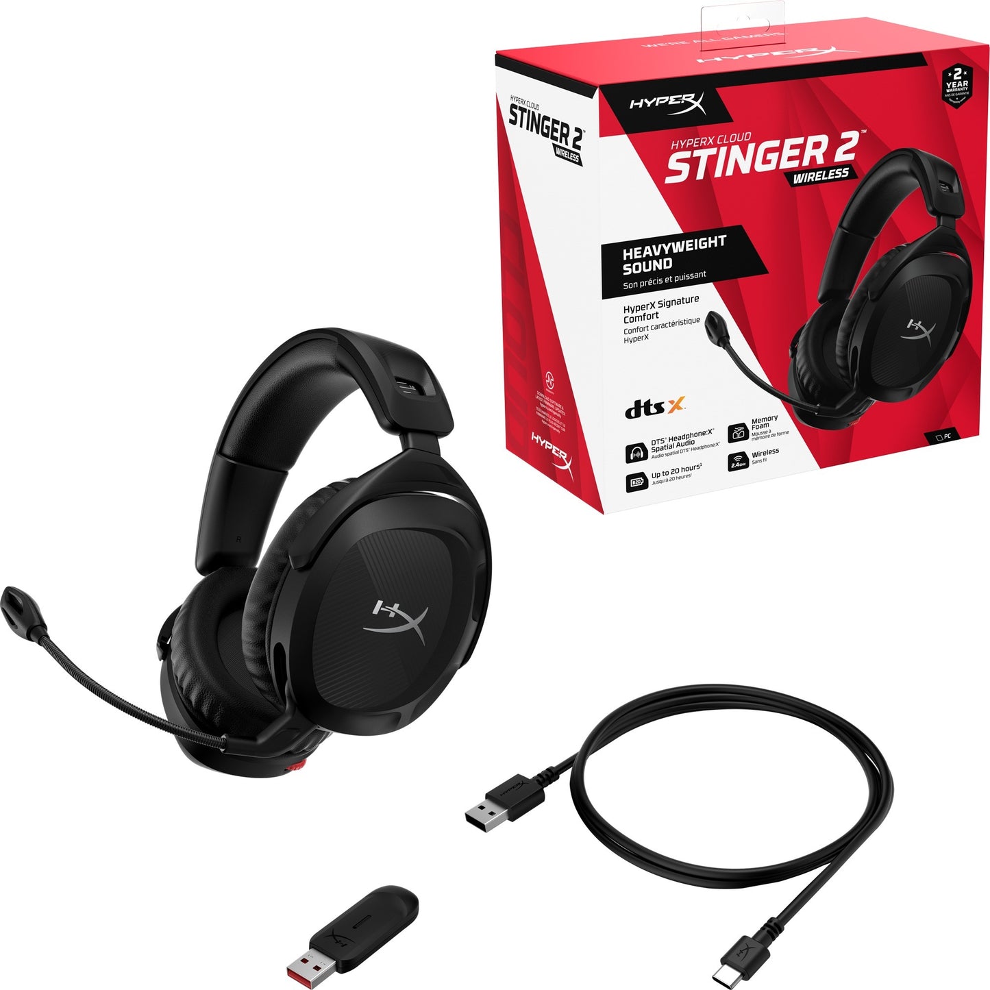 HyperX cloud stinger 2 wireless over-ear gaming headset (zwart)