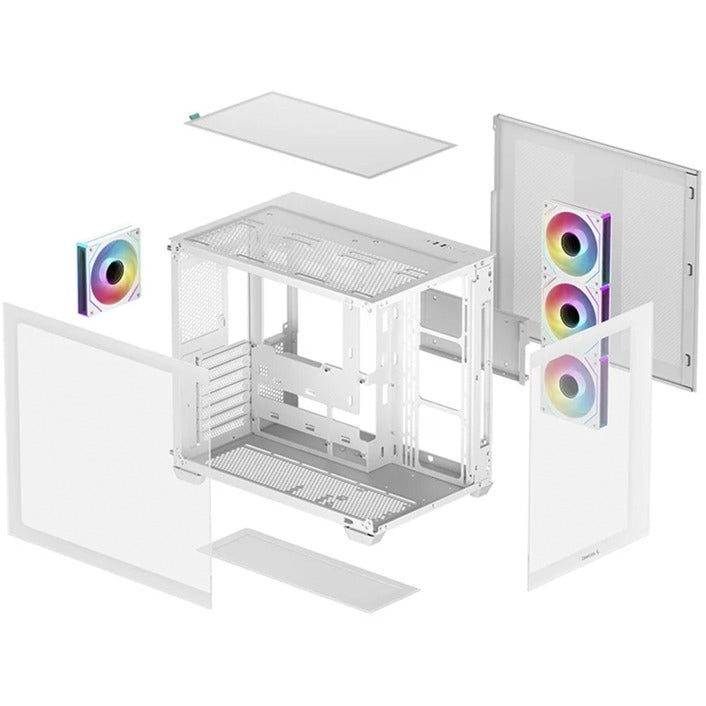DeepCool cg530 4f midi tower behuizing (wit | 2x usb-a | 1x usb-c | rgb | tempered glass)